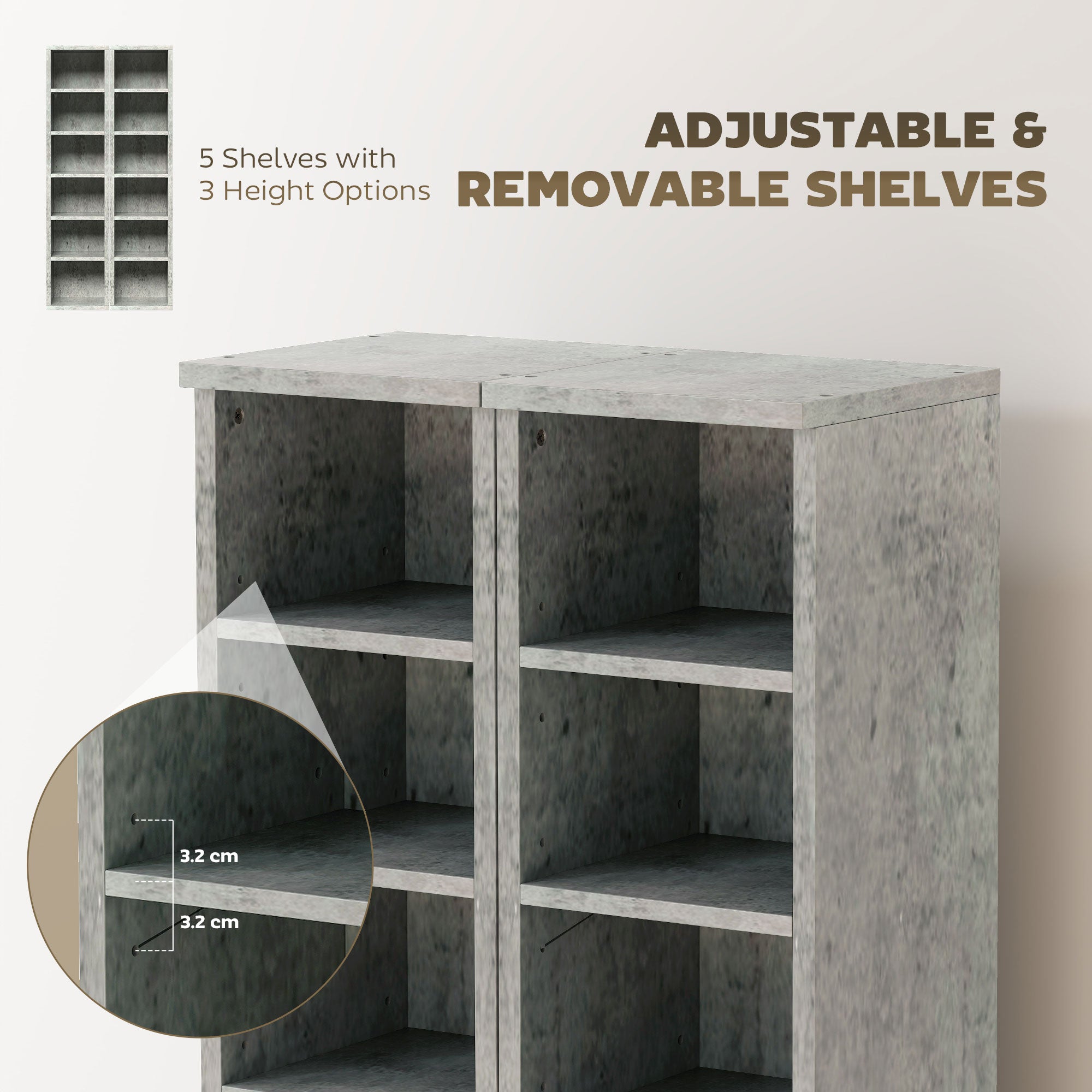 HOMCOM Set of Two 102 CD Storage Units - Cement Grey