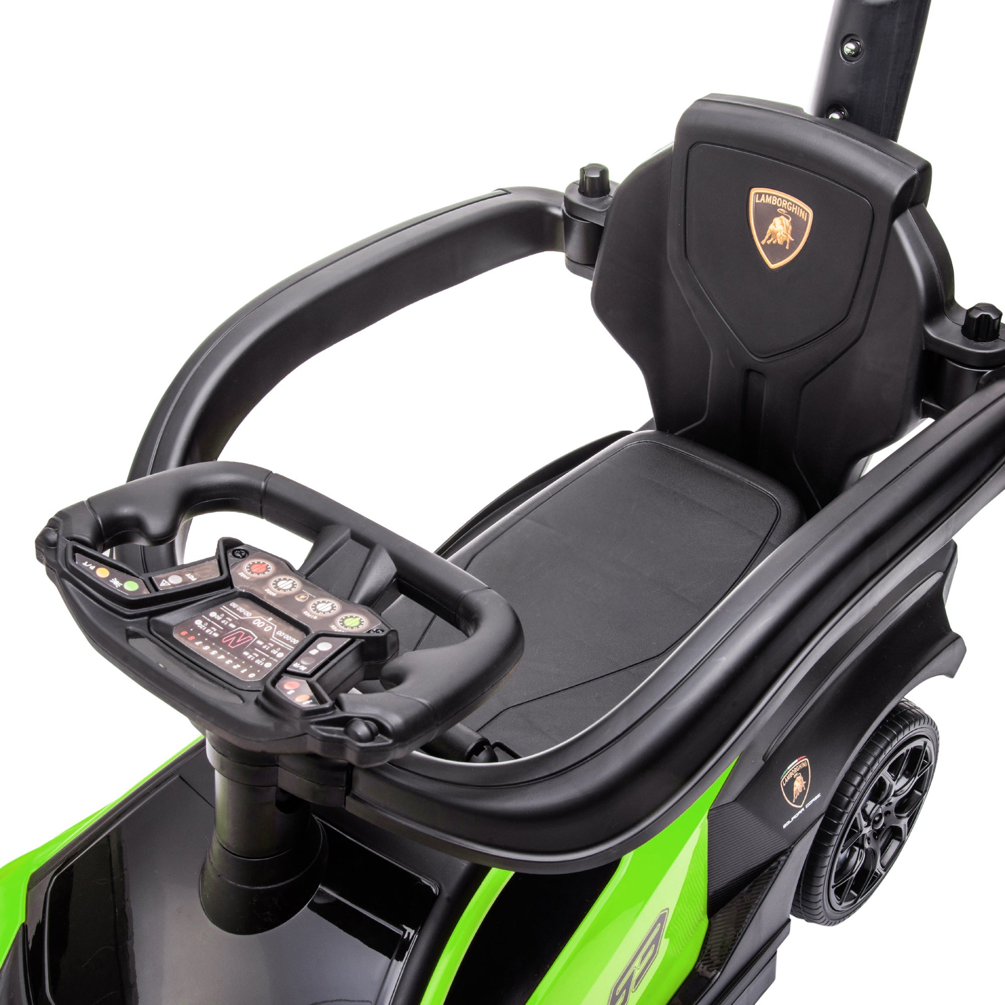 AIYAPLAY Kids 2-In-1 Lamborghini Ride-On and Stroller, with Horn - Green