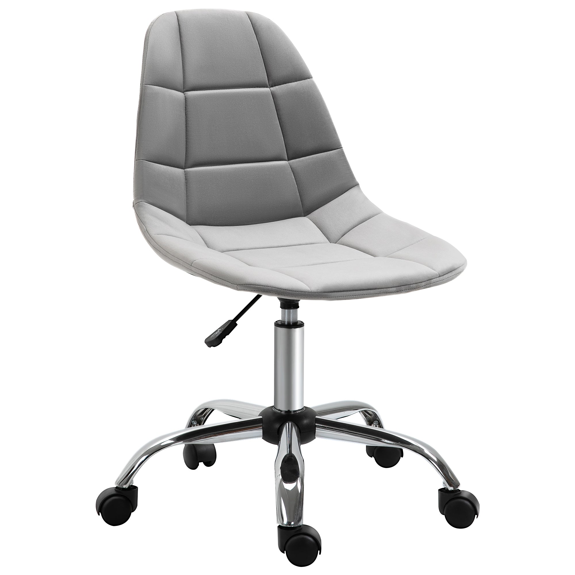 Vinsetto Ergonomic Office Chair with Adjustable Height and Wheels Velvet Executive Chair Armless for Home Study Bedroom Grey