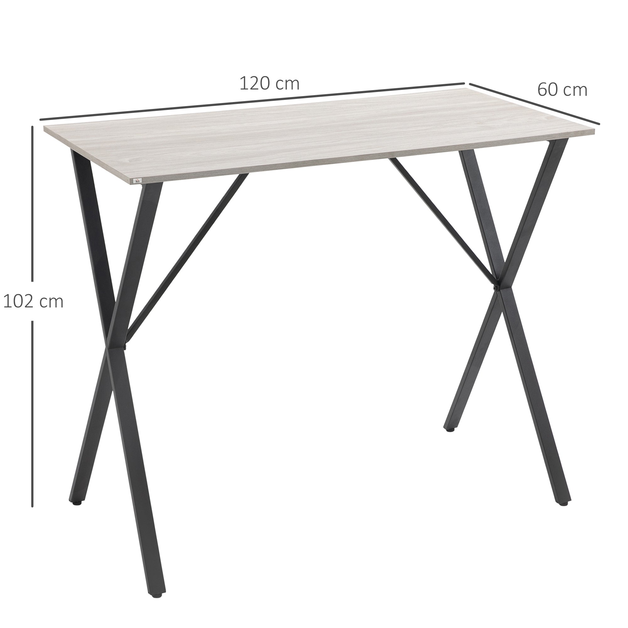 HOMCOM 120 cm Rectangular Bar Table for 4 People, Modern Kitchen Table with Wood Effect Tabletop, Steel Legs, for Living Room, Home Bar, White - North Peak Garden Furniture