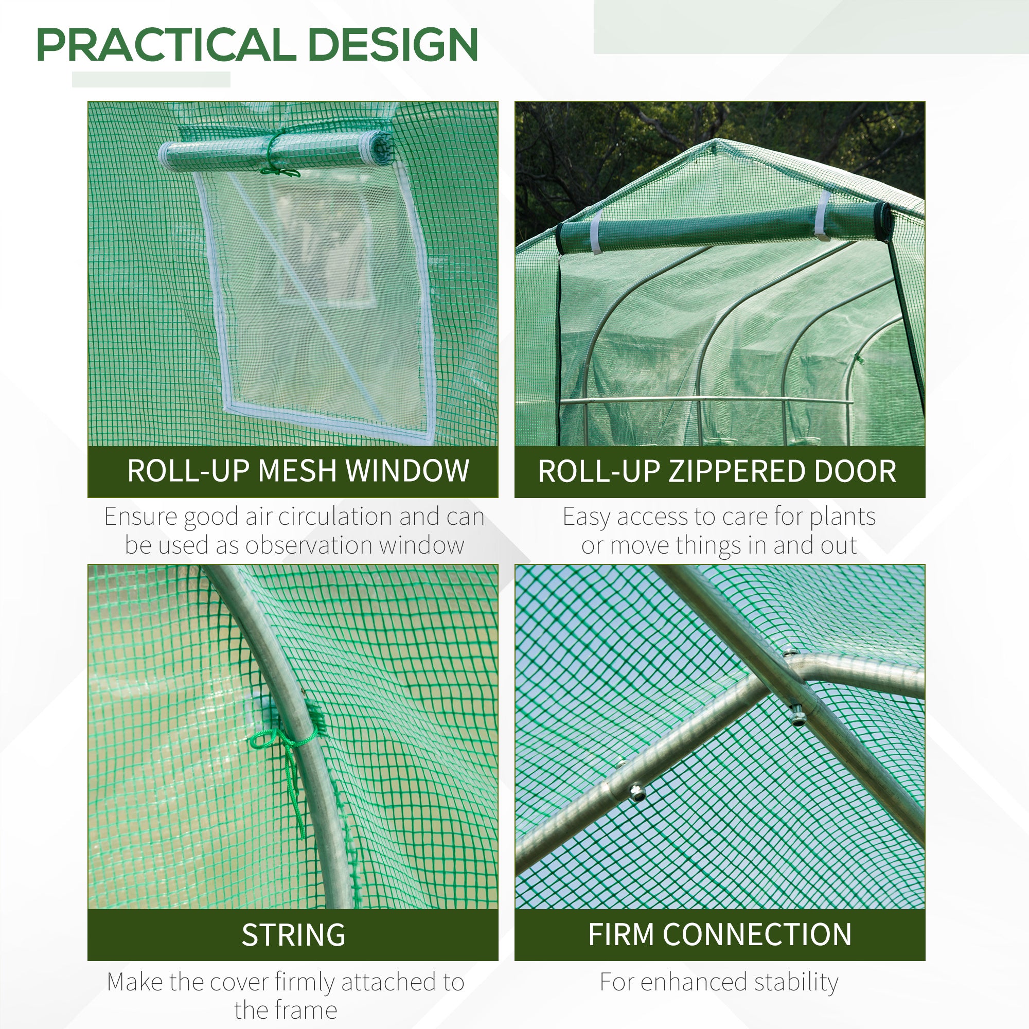 Outsunny Polytunnel Greenhouse with Windows and Door, Walk in Greenhouse for Garden, Backyard (3 x 2 M) - North Peak Garden Furniture