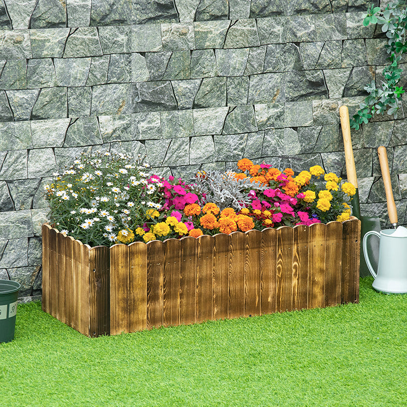Outsunny 109L Raised Garden Bed, Wooden Rectangle Planter Box, Outdoor Herb Vegetable Flower Pot (100L x 40W x 30H cm) - North Peak Garden Furniture
