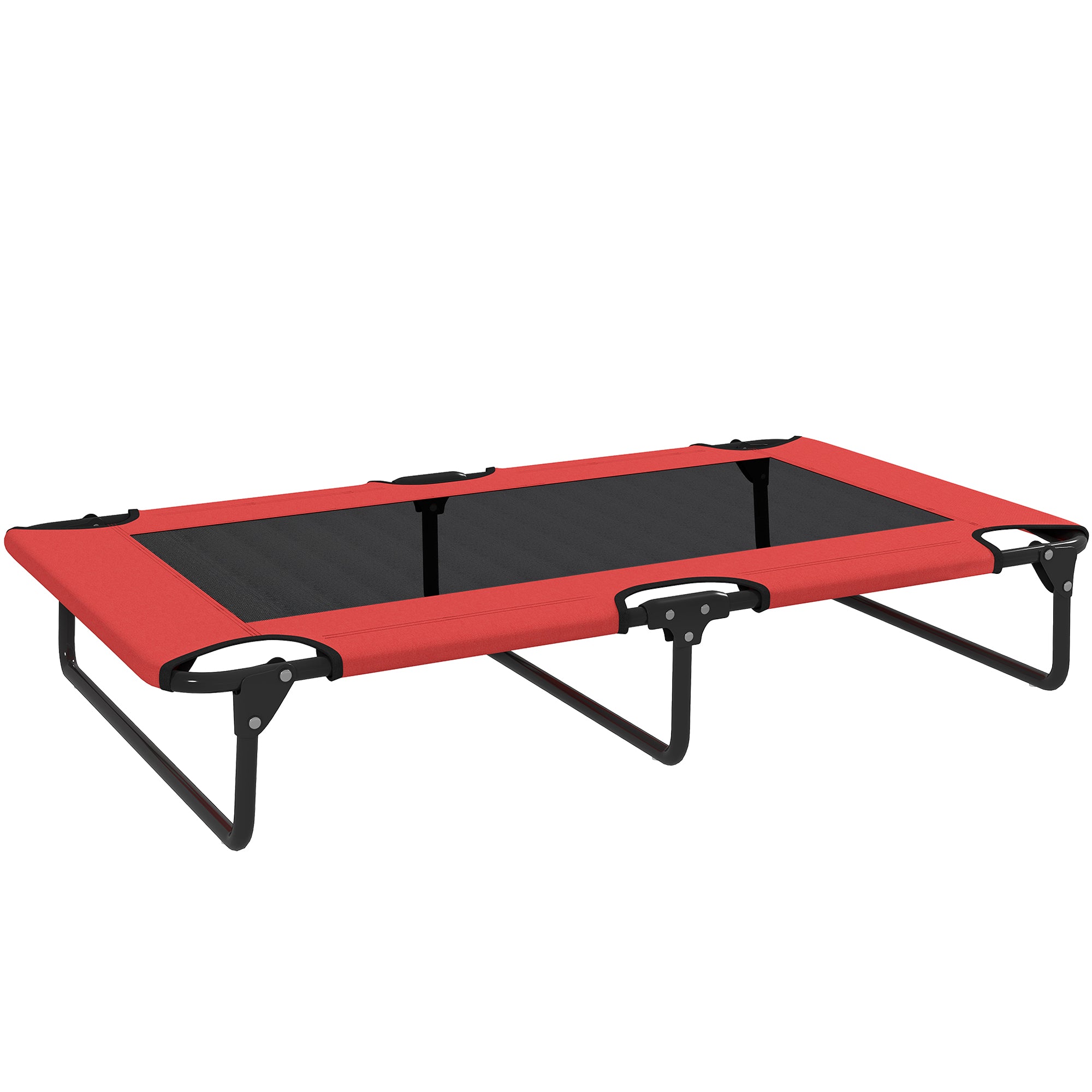 PawHut Portable Raised Dog Bed, Elevated Pet Cot with Breathable Mesh for Indoor Outdoor, for Large Dogs, Red - North Peak Garden Furniture
