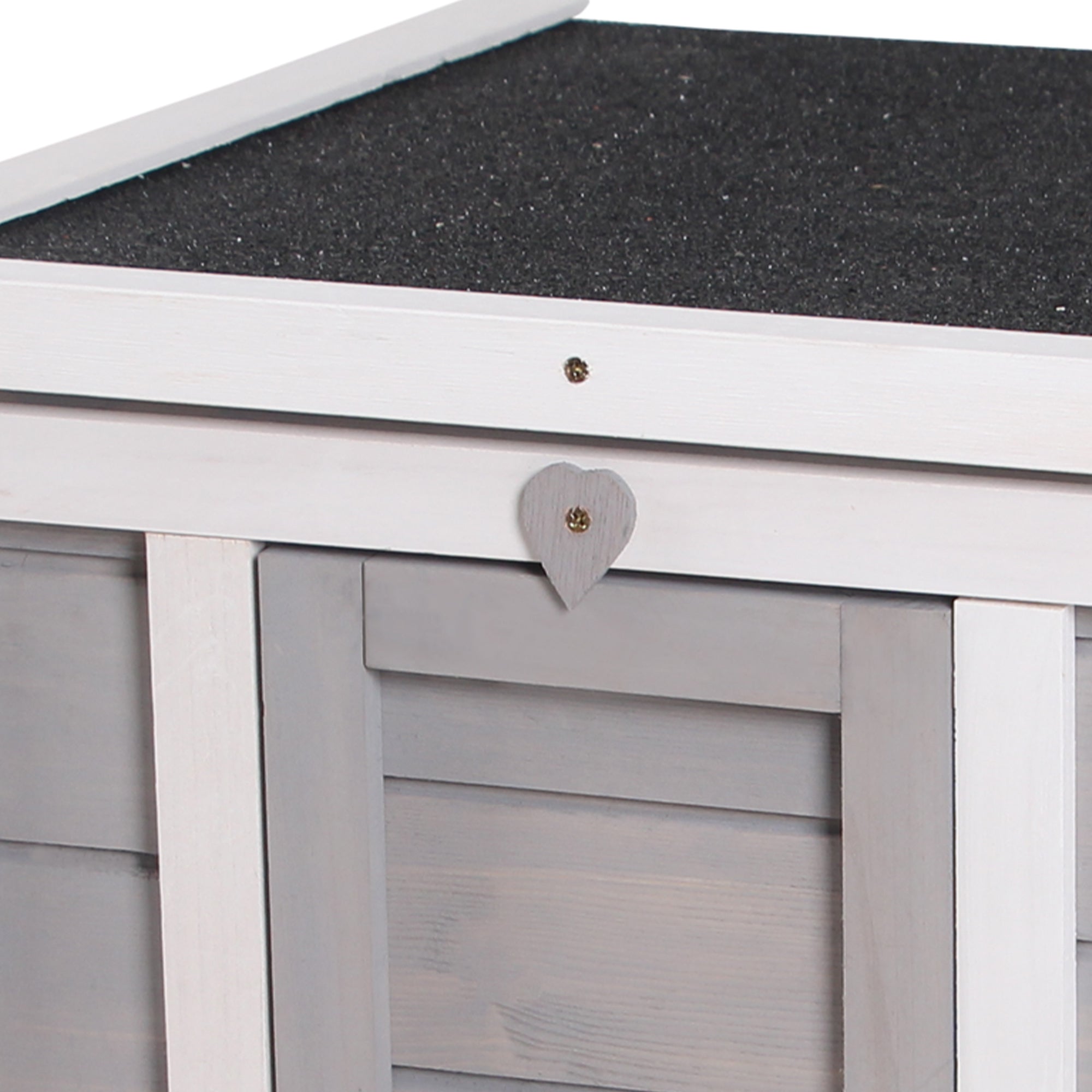 PawHut Wooden Rabbit Hutch Outdoor, Guinea Pig Hutch, Rabbit Hideaway, Cat House, Bunny Cage Small Animal House 51 x 42 x 43 cm, Grey - North Peak Garden Furniture