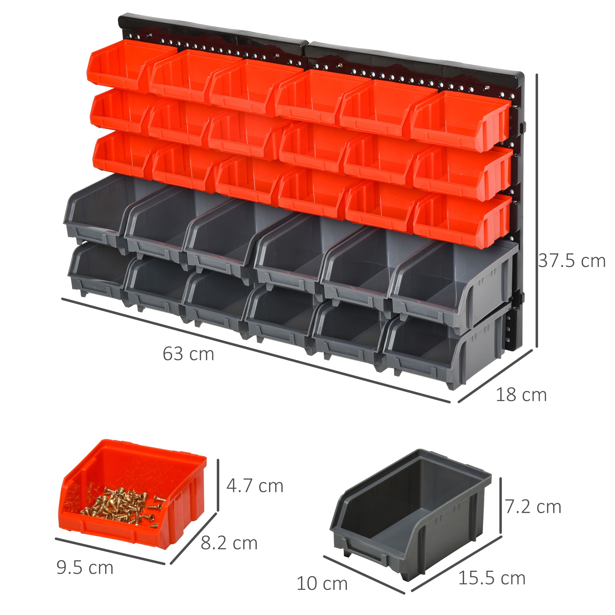 DURHAND 30 Cubbie On-Wall Storage Board Tool Screw Organiser Garage Workshop DIY Container w/ Screw Kit Tool Equipment Tidy - North Peak Garden Furniture