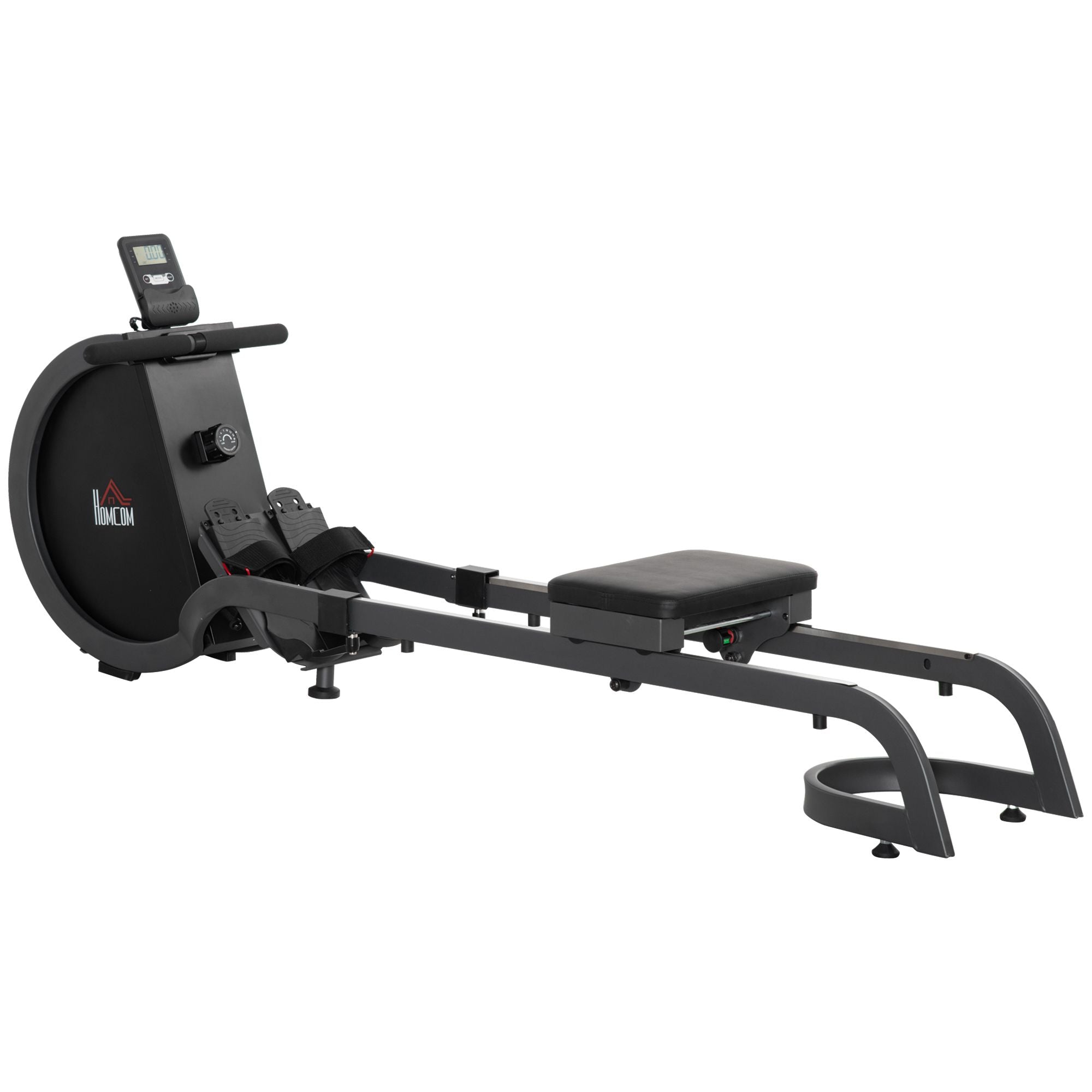 HOMCOM Folding Rowing Machine with 16-Level Adjustable Magnetic Resistance, Aluminium Side Rail, Digital Monitor, Cardio Workout Rower, for Home, Gym, Office - North Peak Garden Furniture