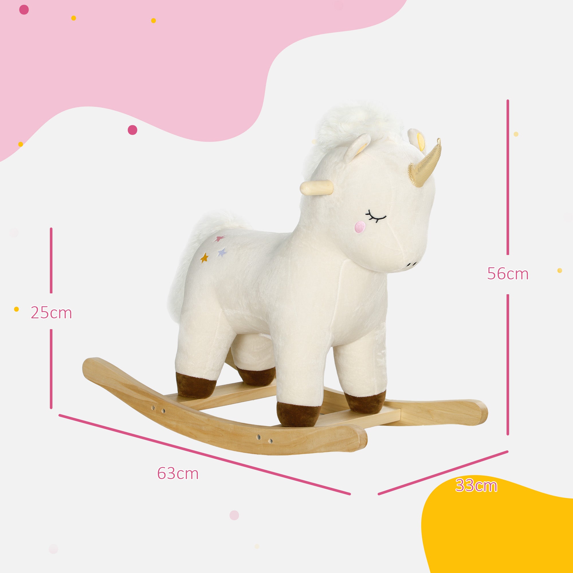 AIYAPLAY Rocking Horse with Unicorn Design, Sounds, for Ages 2-4 Years, White - North Peak Garden Furniture