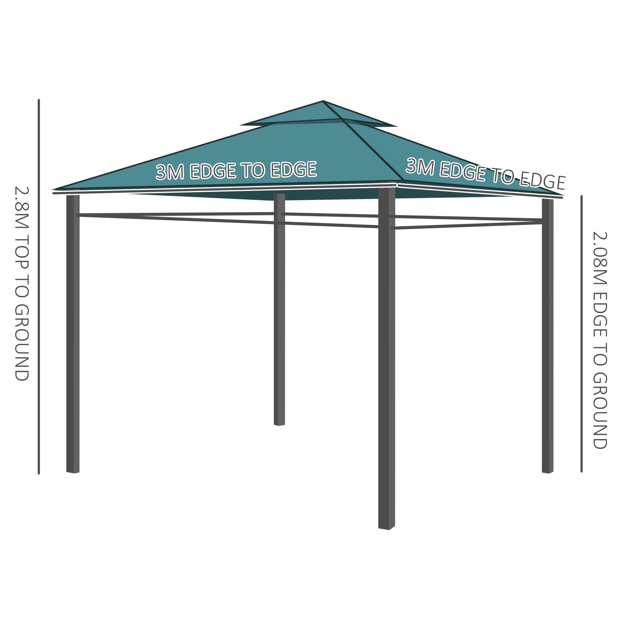 Outsunny 3(m) x 3(m) Metal Garden Gazebo Marquee Party Tent Patio Canopy Pavilion + Sidewalls - Green