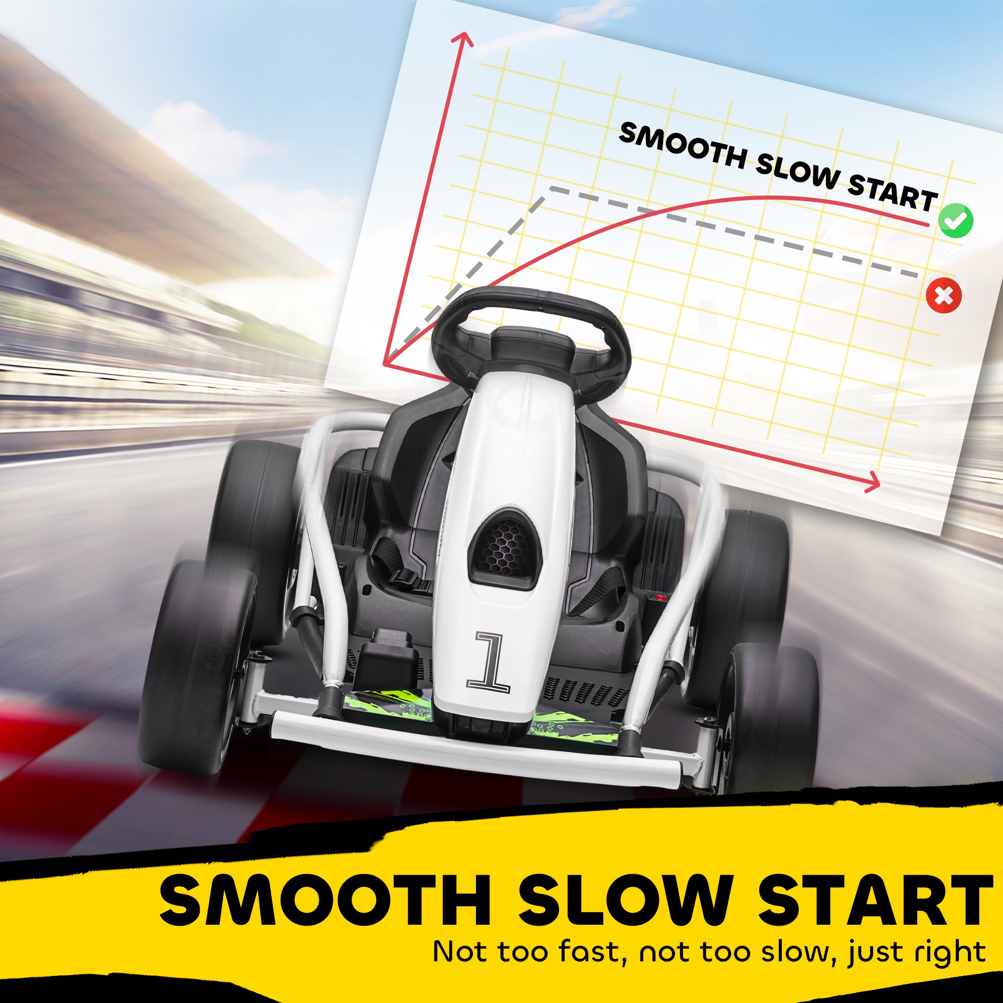 HOMCOM 24V Electric Go Kart for Kids, Drift Ride-On Racing Go Kart with 2 Speeds, for Boys Girls Aged 8-12 Years Old, White - North Peak Garden Furniture