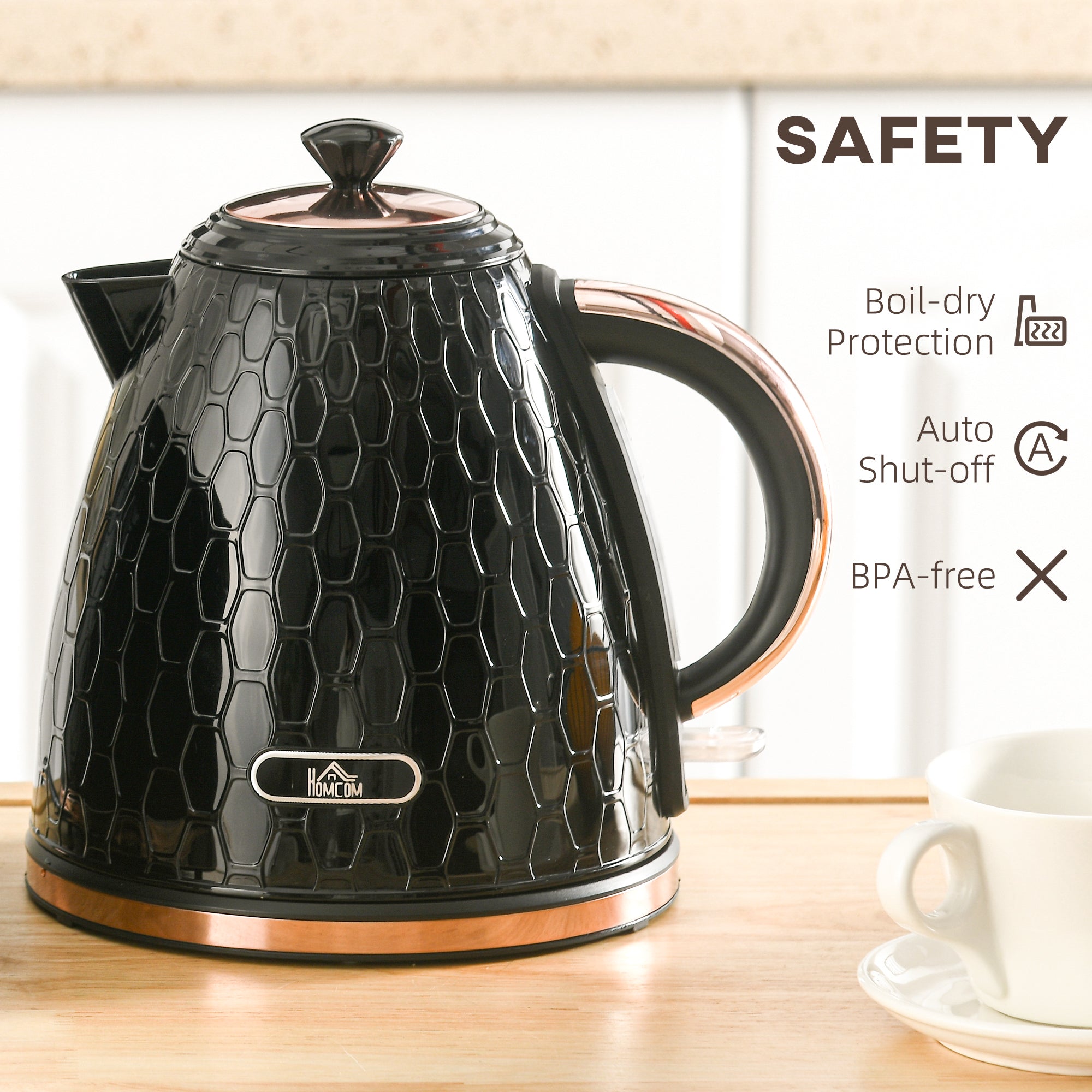 HOMCOM 3kW Rapid Boil Honeycomb Kettle - Black - North Peak Garden Furniture