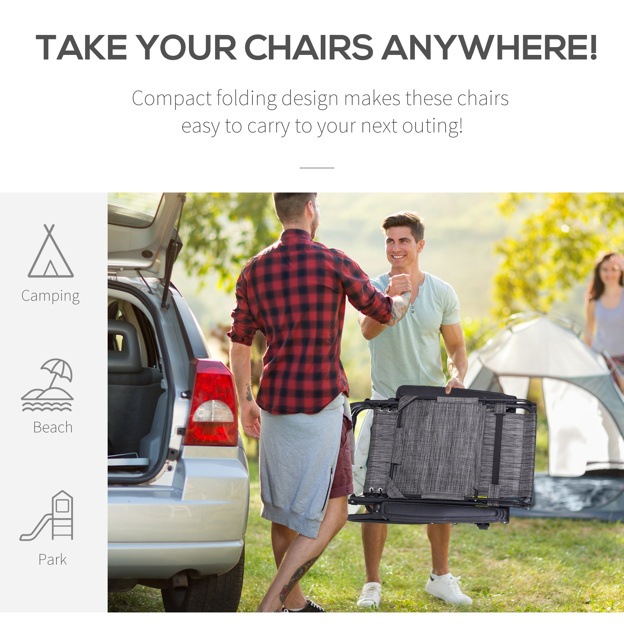 Outsunny Foldable Reclining Garden Chair with Headrest, Zero Gravity Deck Sun Lounger Seat Chair with Footrest, Armrest, Cup Holder & Canopy Shade, Grey - North Peak Garden Furniture