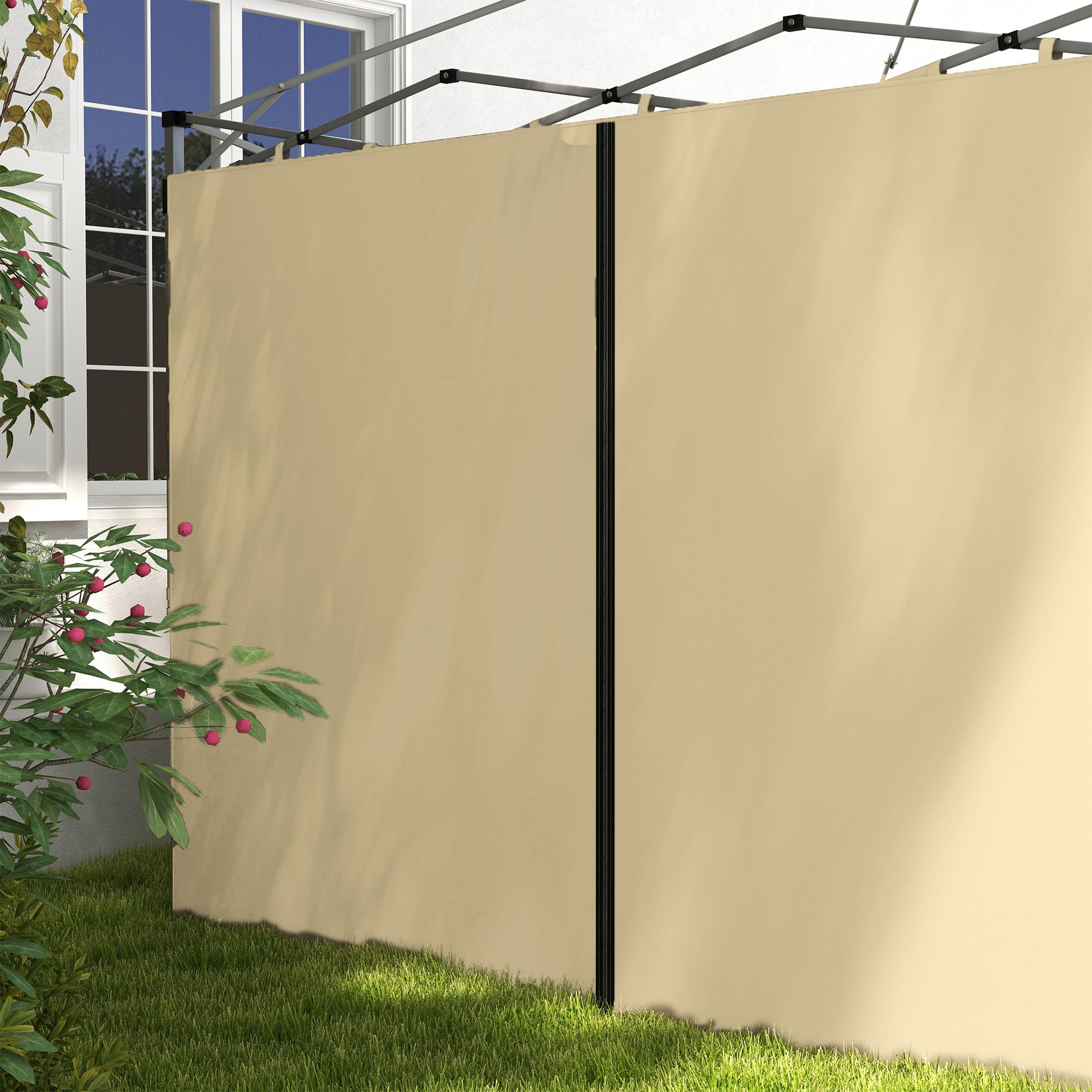 Outsunny Set of Two 3 x 3(m) Replacement Zipped Gazebo Walls - Beige - North Peak Garden Furniture