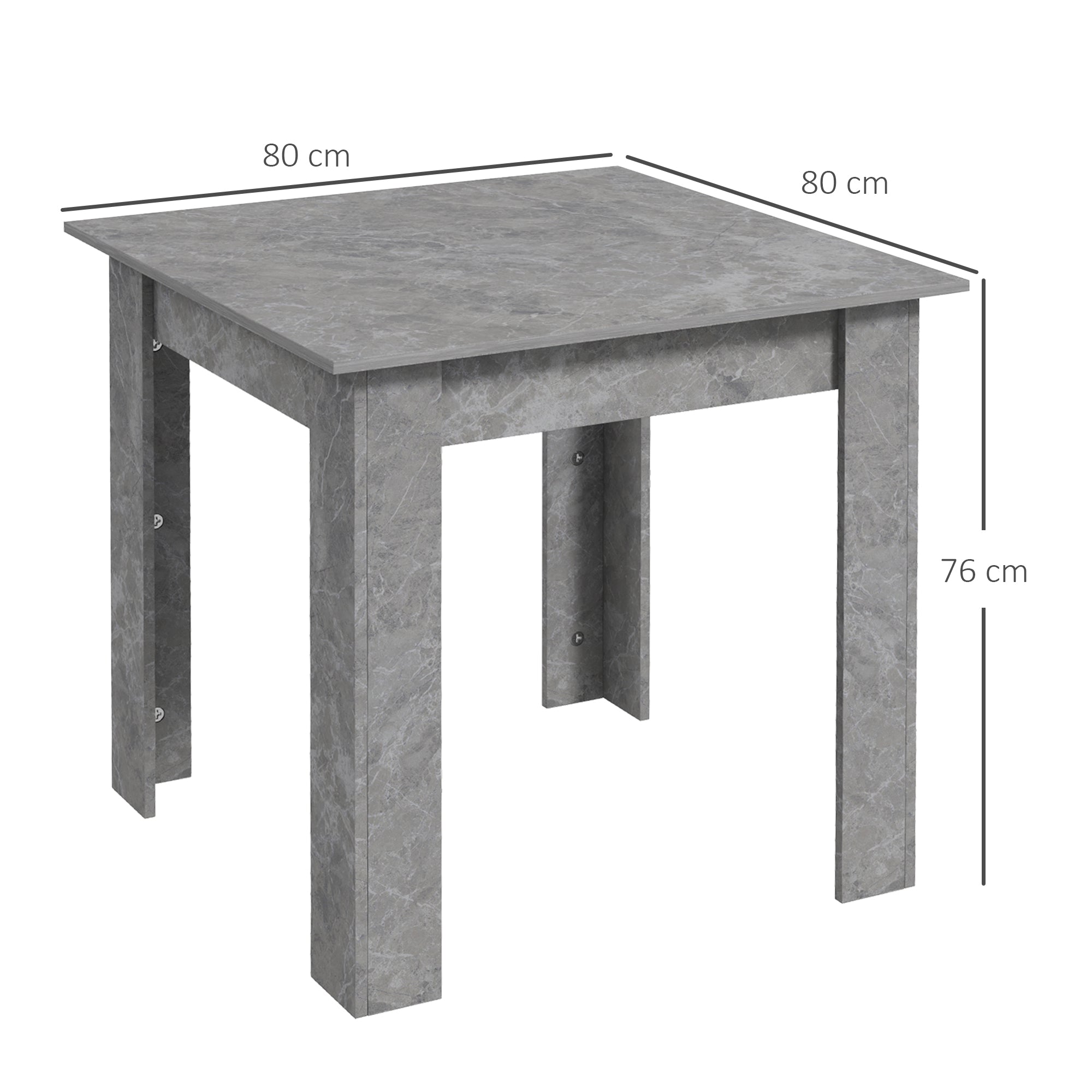HOMCOM Square Dining Table, Modern Dining Room Table with Faux Cement Effect, Space Saving Small Dining Table - North Peak Garden Furniture