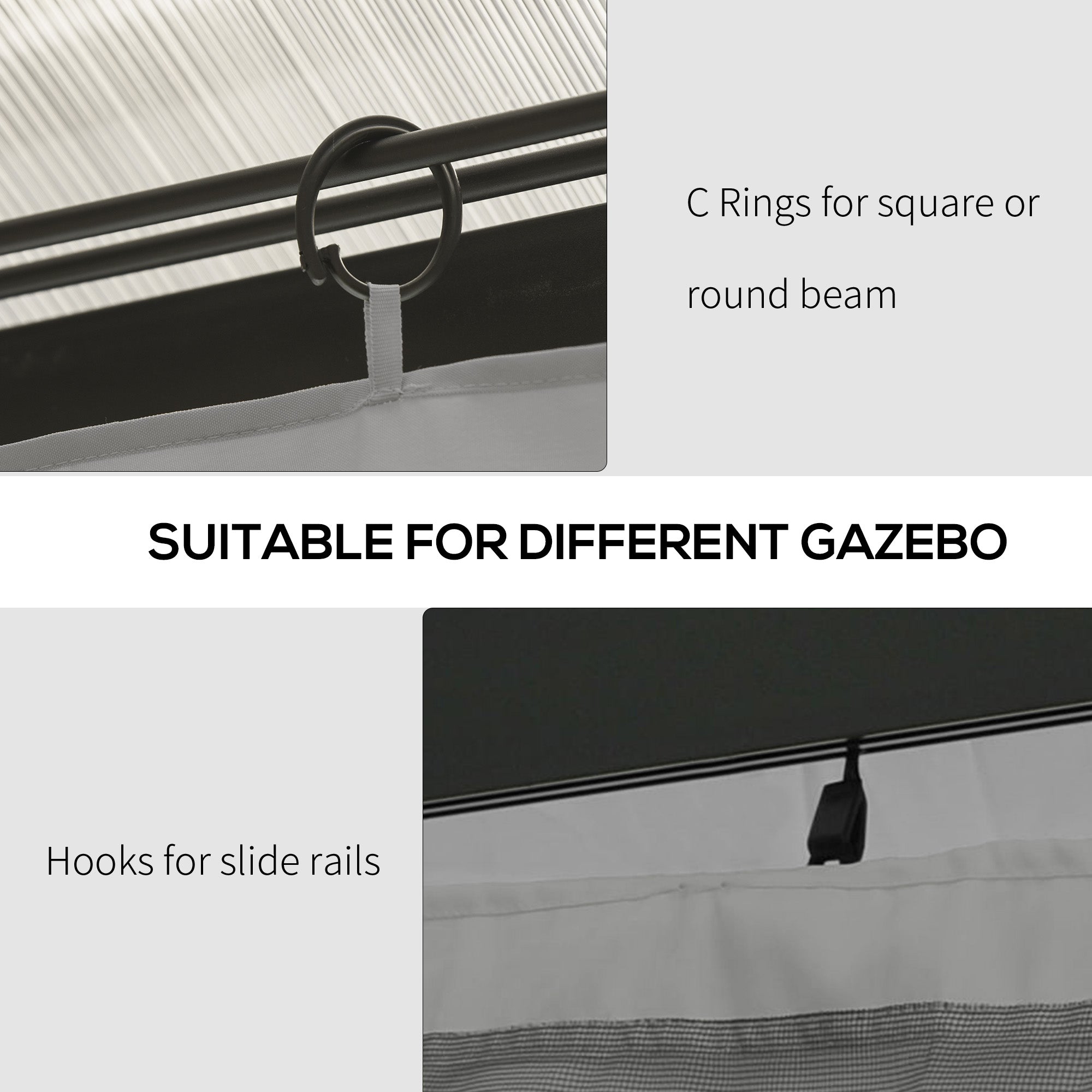 Outsunny 4 Pack Universal Gazebo Replacement Sidewalls Privacy Panel for Most 3 x 4m Gazebo Canopy Pavillion Outdoor Shelter Curtains Accessories Light Grey - North Peak Garden Furniture