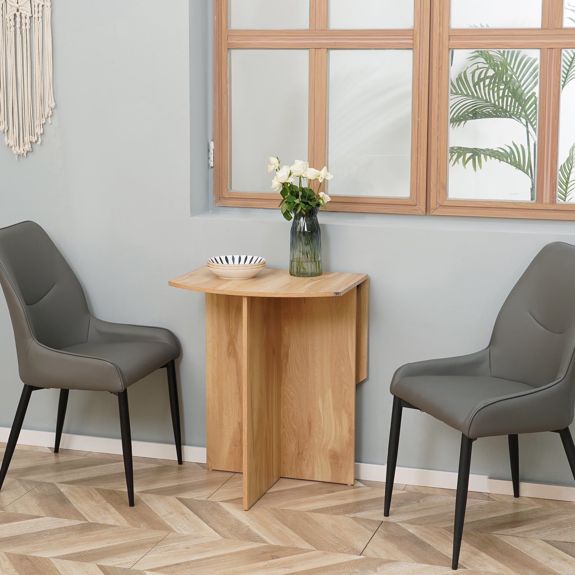 HOMCOM Four-Person Drop Leaf Dining Table - Wood-Effect - North Peak Garden Furniture