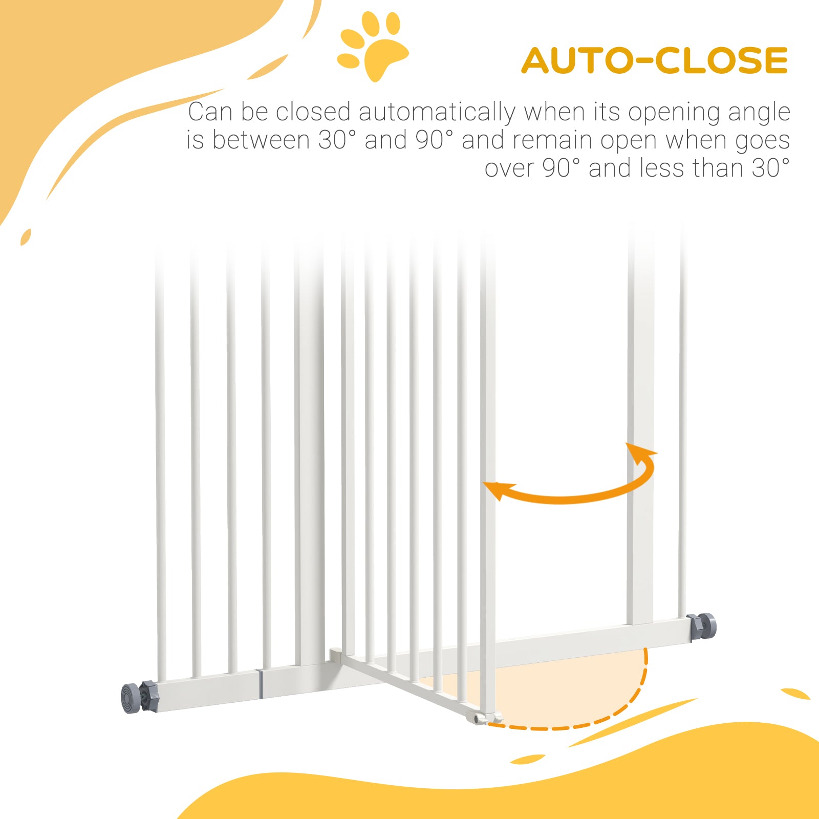 PawHut Pressure Fit Dog Stair Gate No Drilling Safety Gate Auto Close for Doorways, Hallways, 74-94cm Adjustable, 94cm Tall, White - North Peak Garden Furniture