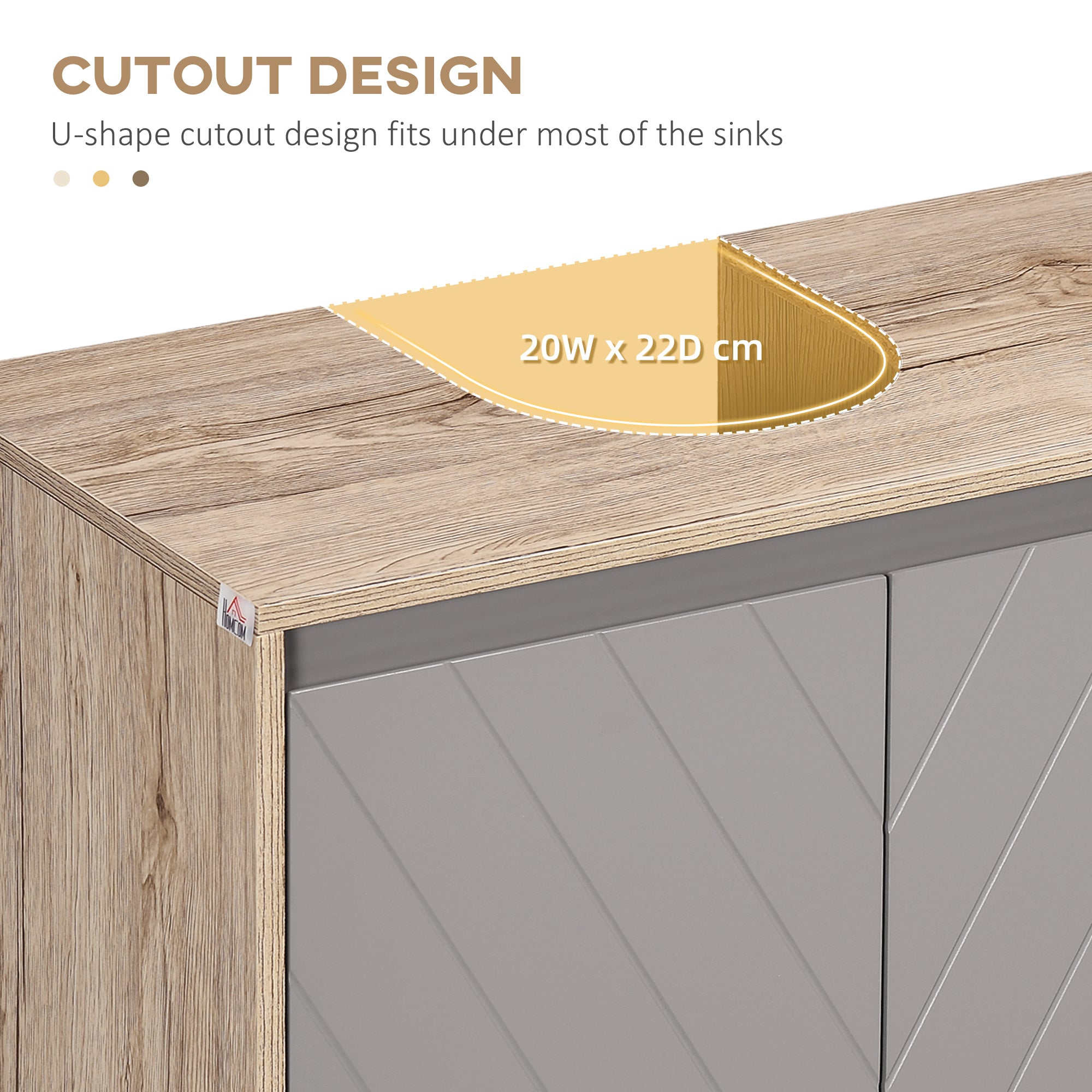 HOMCOM Under Sink Storage Cabinet Floor Standing Cupboard w/ Adjustable Shelf Bathroom Cabinet 2 Doors Versatile Style Grey - North Peak Garden Furniture