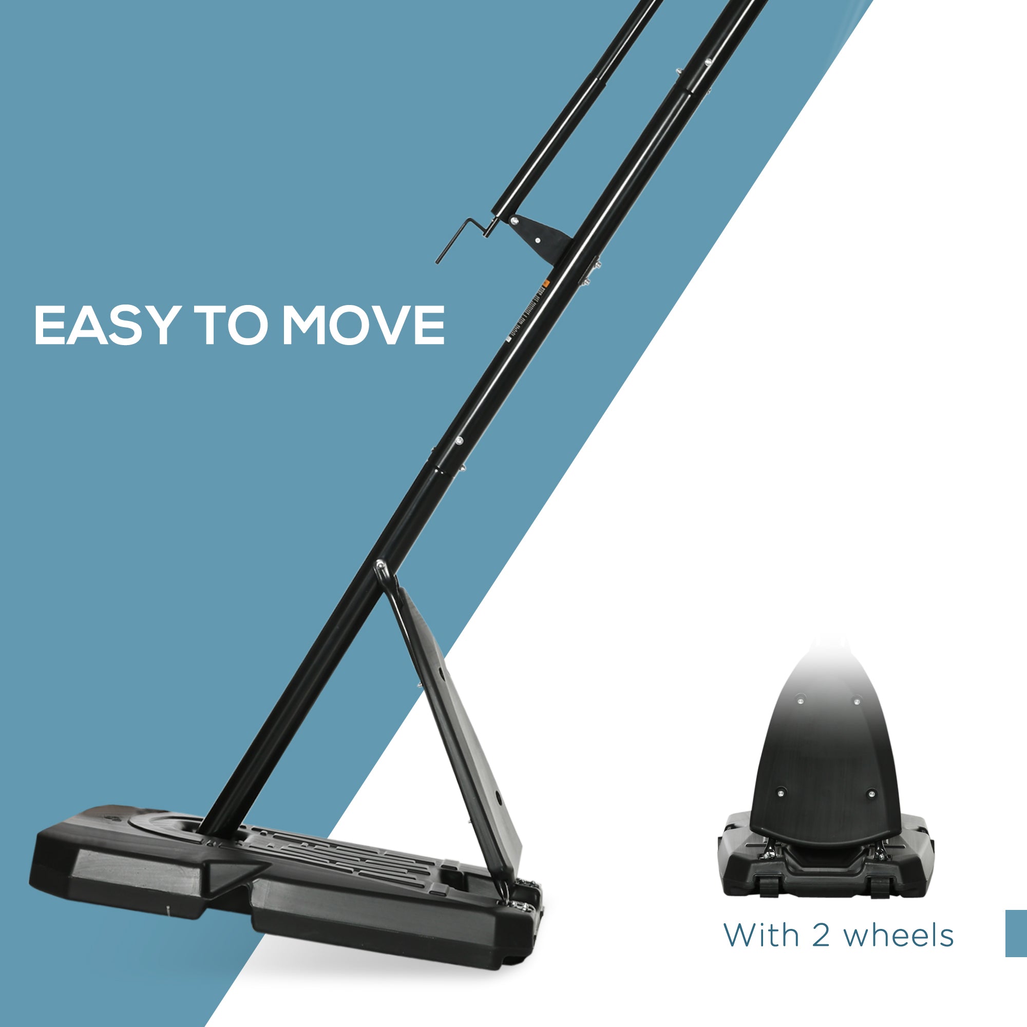 SPORTNOW 2.4-2.9m Adjustable Basketball Hoop and Stand with Weighted Base, Portable on Wheels, Black - North Peak Garden Furniture