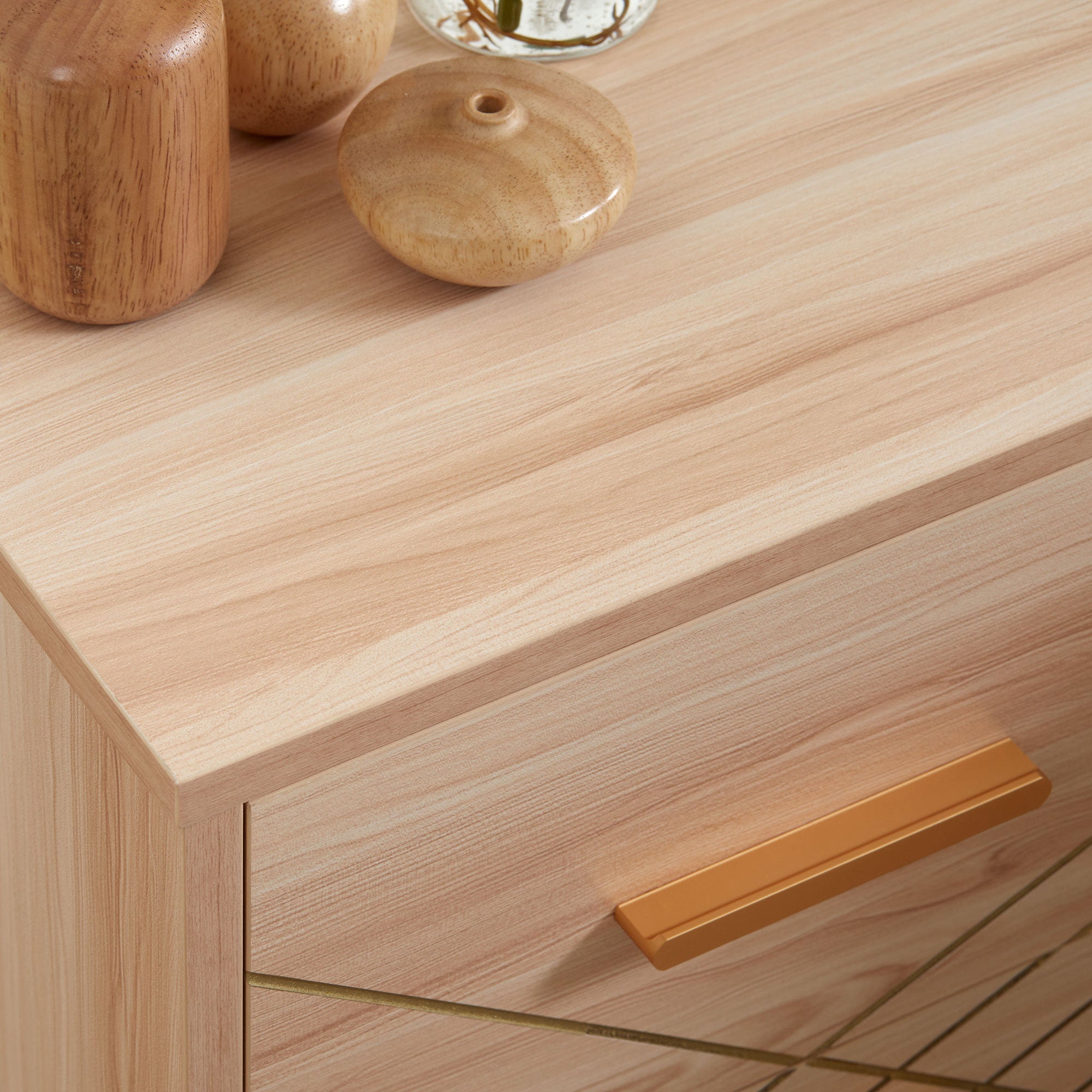 HOMCOM Bedside Cabinet, Scandinavian Bedside Table with Drawers, Bed Side Table with Wood Legs, Natural - North Peak Garden Furniture