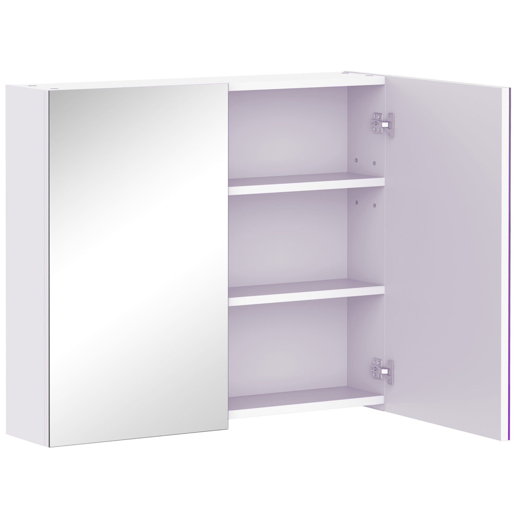 HOMCOM Mirror Cabinet, Wall Mount Bathroom Storage Cabinet with Adjustable Shelf, Double Door Cupboard, 70 x 15 x 60 cm, White - North Peak Garden Furniture