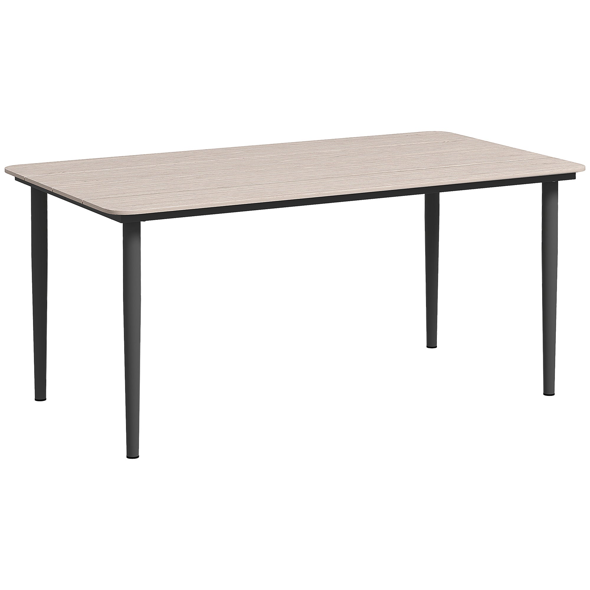Outsunny Garden Table, Outdoor Dining Table for 6 People, 160 x 90 x 74 cm, with Rust Resistant Metal Frame, WPC Top, for Balcony, Terrace, Light Grey - North Peak Garden Furniture
