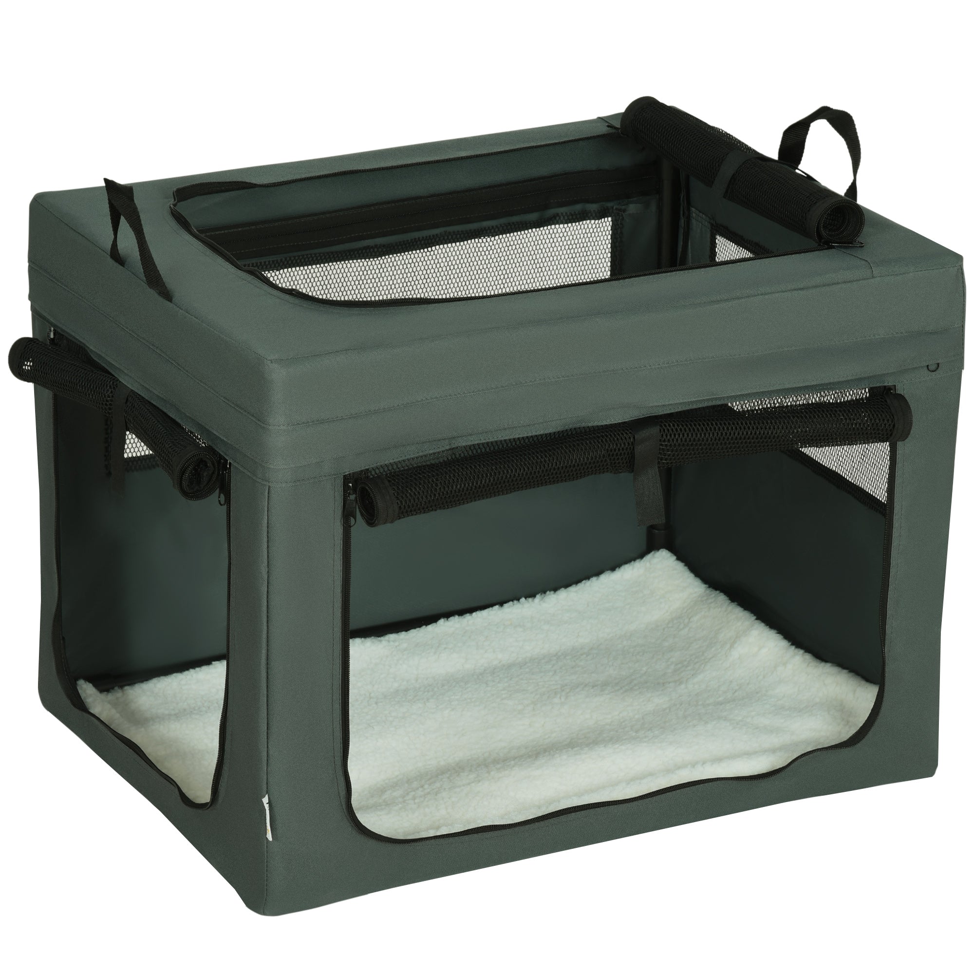 PawHut 69cm Pet Carrier, with Cushion, for Miniature and Small Dogs - Grey - North Peak Garden Furniture