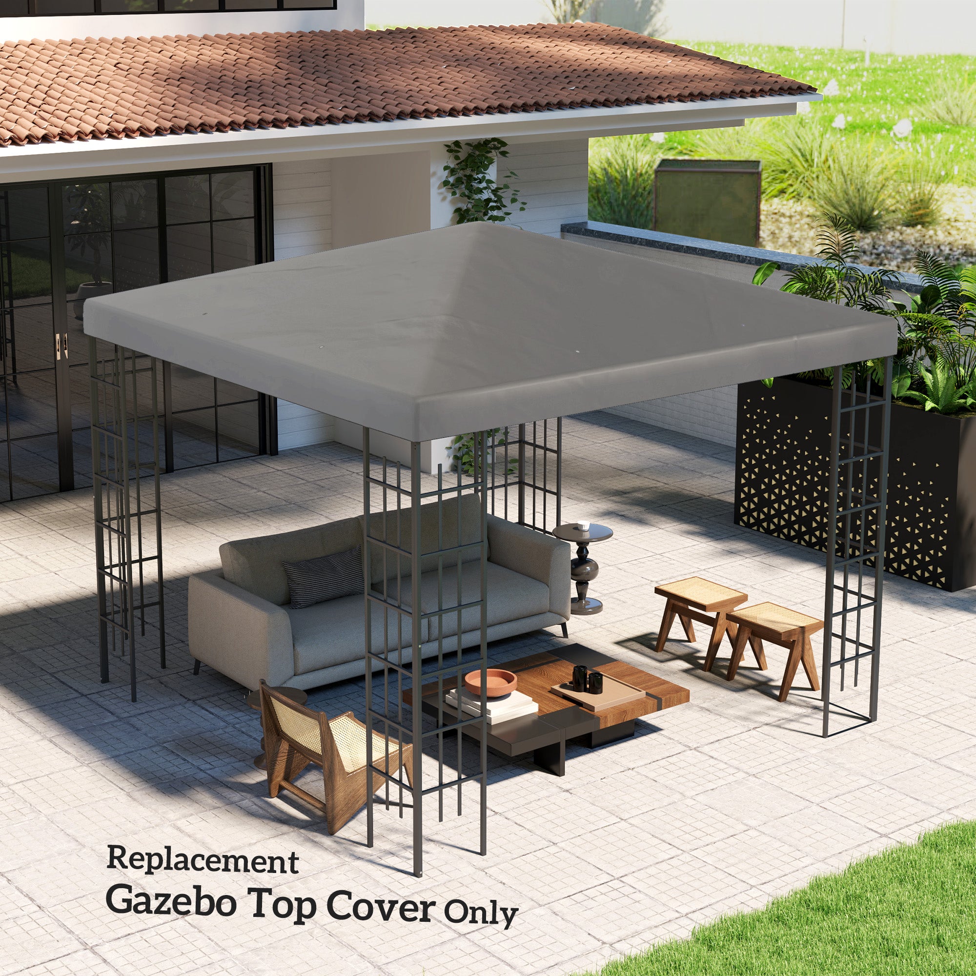 Outsunny 3 x 3(m) Gazebo Frame Replacement - Grey - North Peak Garden Furniture