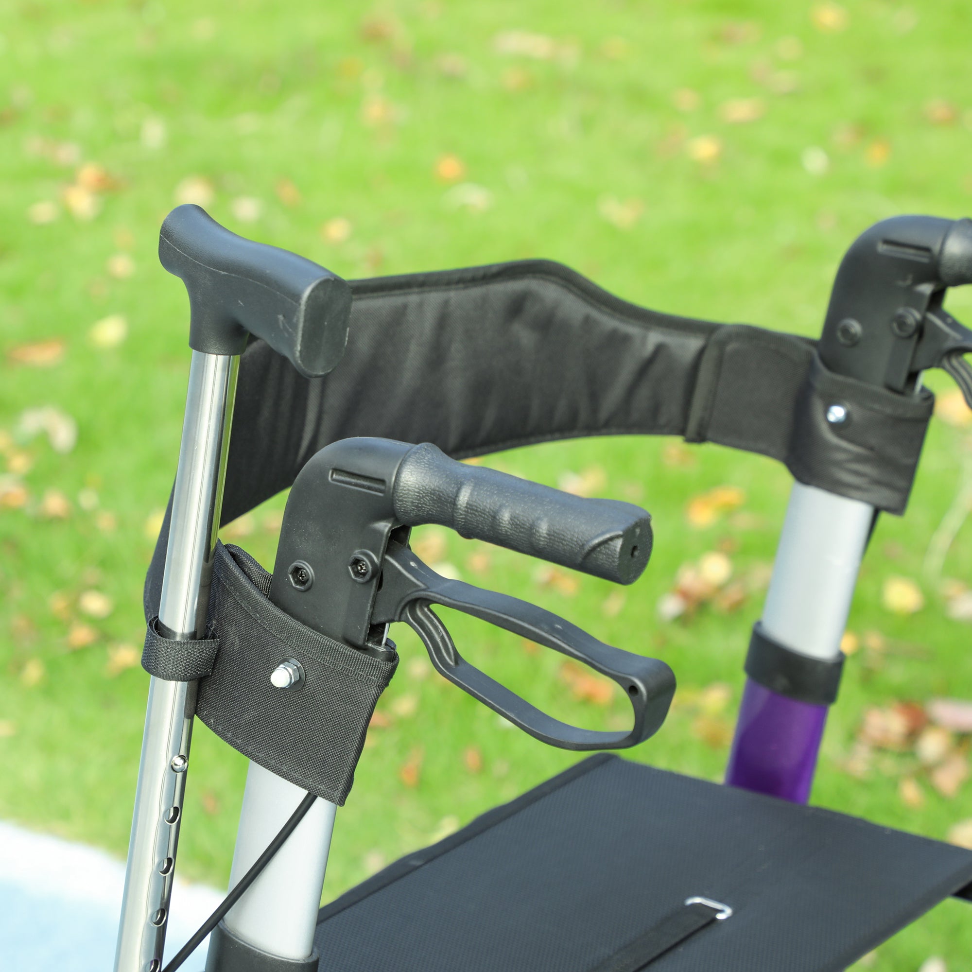 HOMCOM Folding Rollator Walker with Seat, Backrest, Lightweight Walking Frame with Storage Bag, Dual Brakes, All-terrain Wheels, Adjustable Handle Height, 4 Wheeled Walker for Seniors, Purple