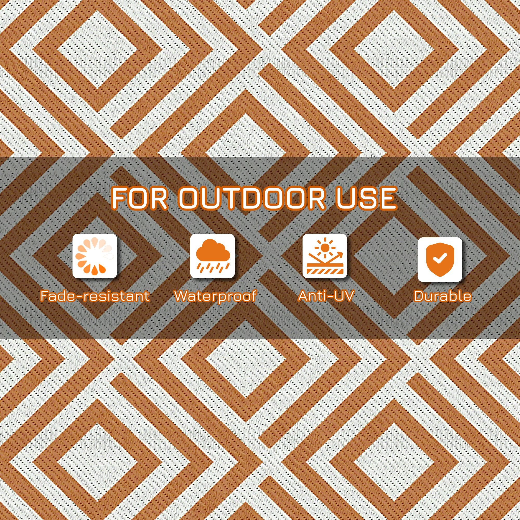 Outsunny Reversible Outdoor Rug, Plastic Straw Mat w/ Carry Bag Ground Stakes for Garden RV Picnic Beach Camping 182x274cm Brown - North Peak Garden Furniture