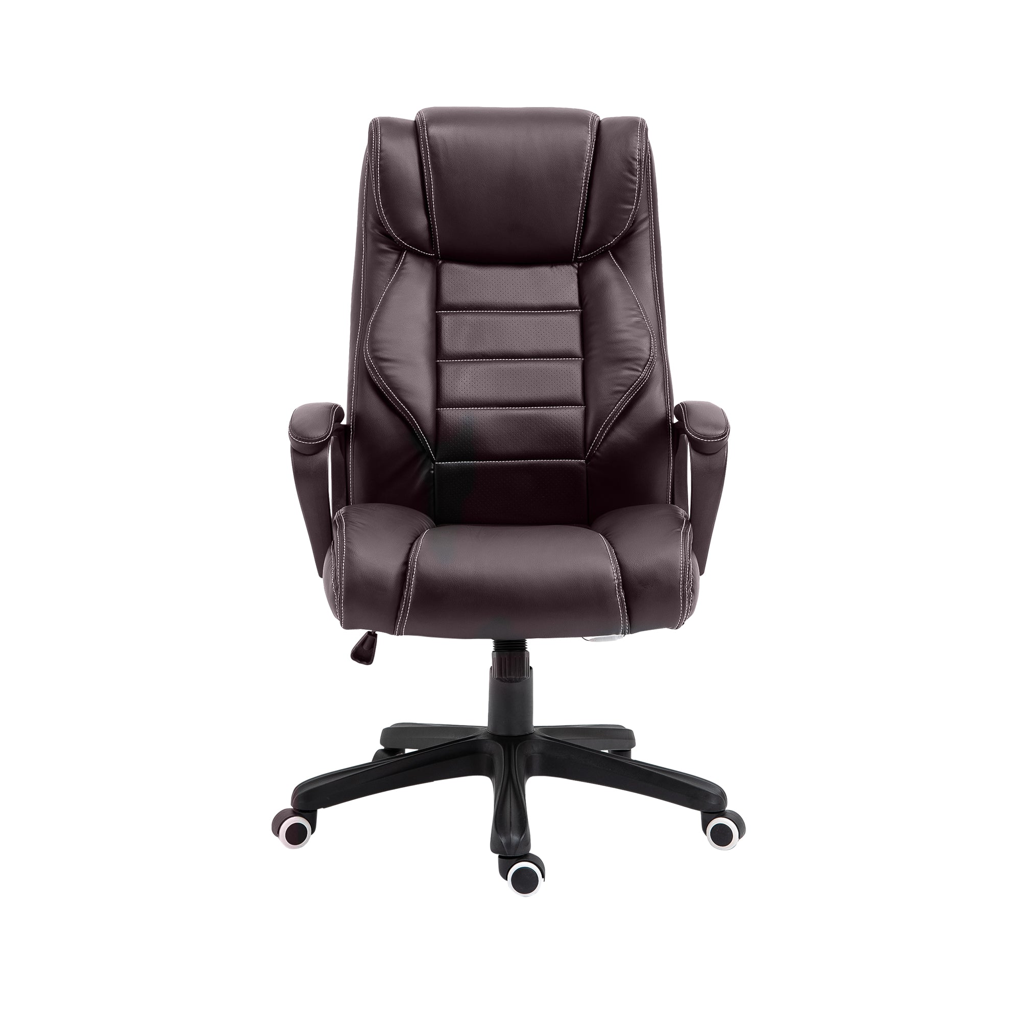 Vinsetto High Back Executive Office Chair 6- Point Vibration Massage Extra Padded Swivel Ergonomic Tilt Desk Seat, Brown - North Peak Garden Furniture