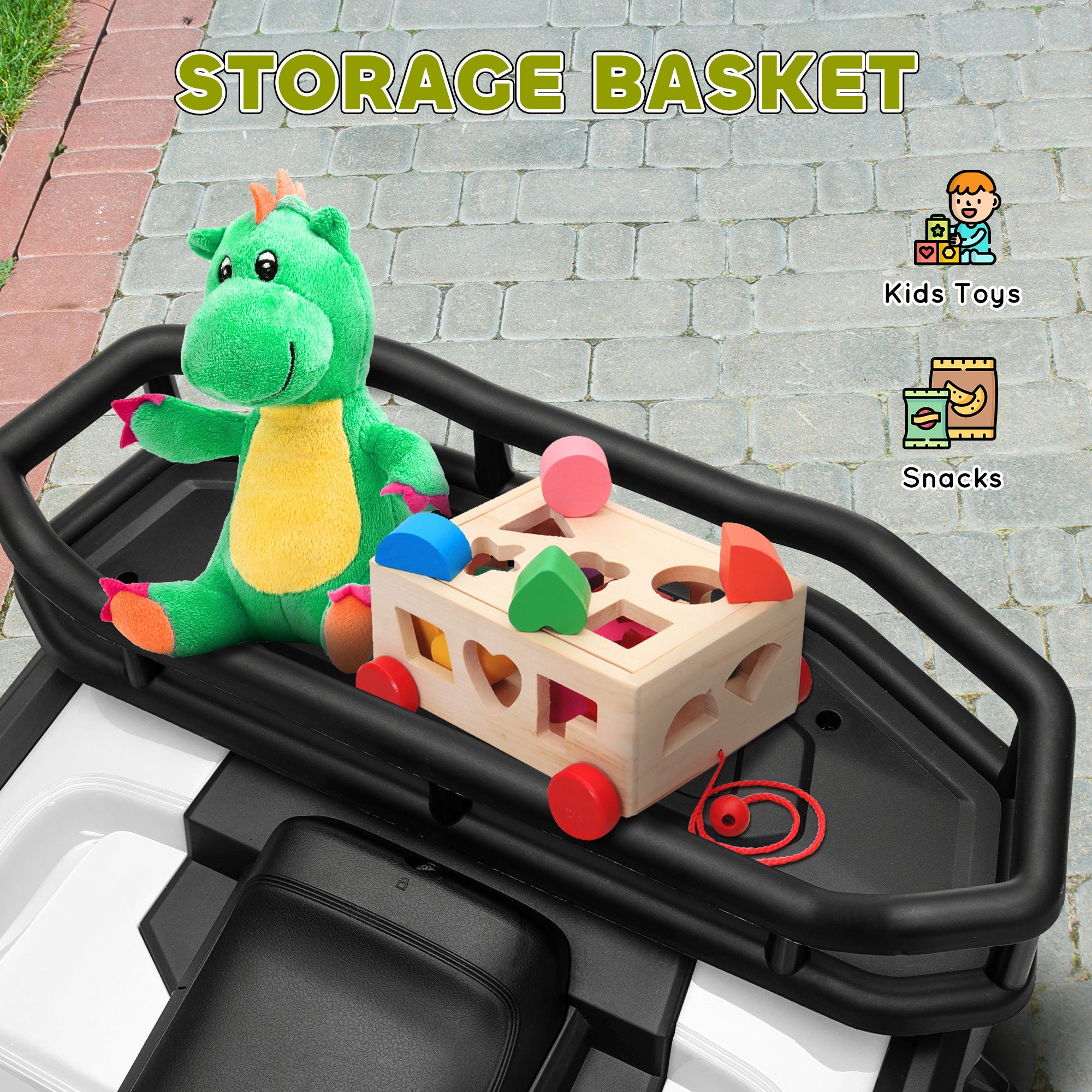AIYAPLAY 12V Kids Electric Ride on ATV, Battery Powered Quad Bike w/ Spring Suspension, Forward Backward, Storage Basket - Green - North Peak Garden Furniture