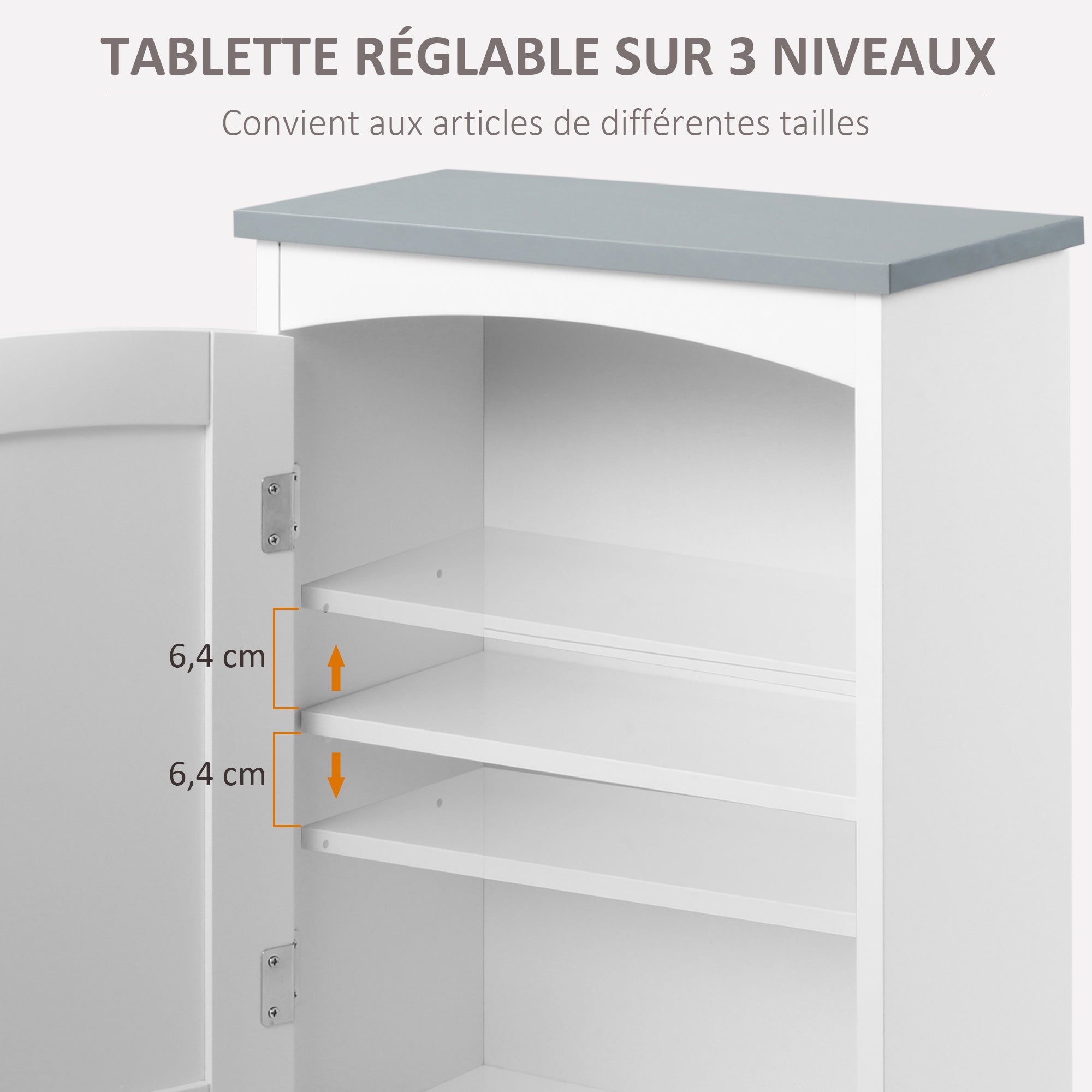 kleankin Bathroom Cabinet Wall Mounted, Modern Bathroom Wall Cabinet with Arched Door and Adjustable Shelf, Bathroom Storage Cabinet, Light Grey and White - North Peak Garden Furniture
