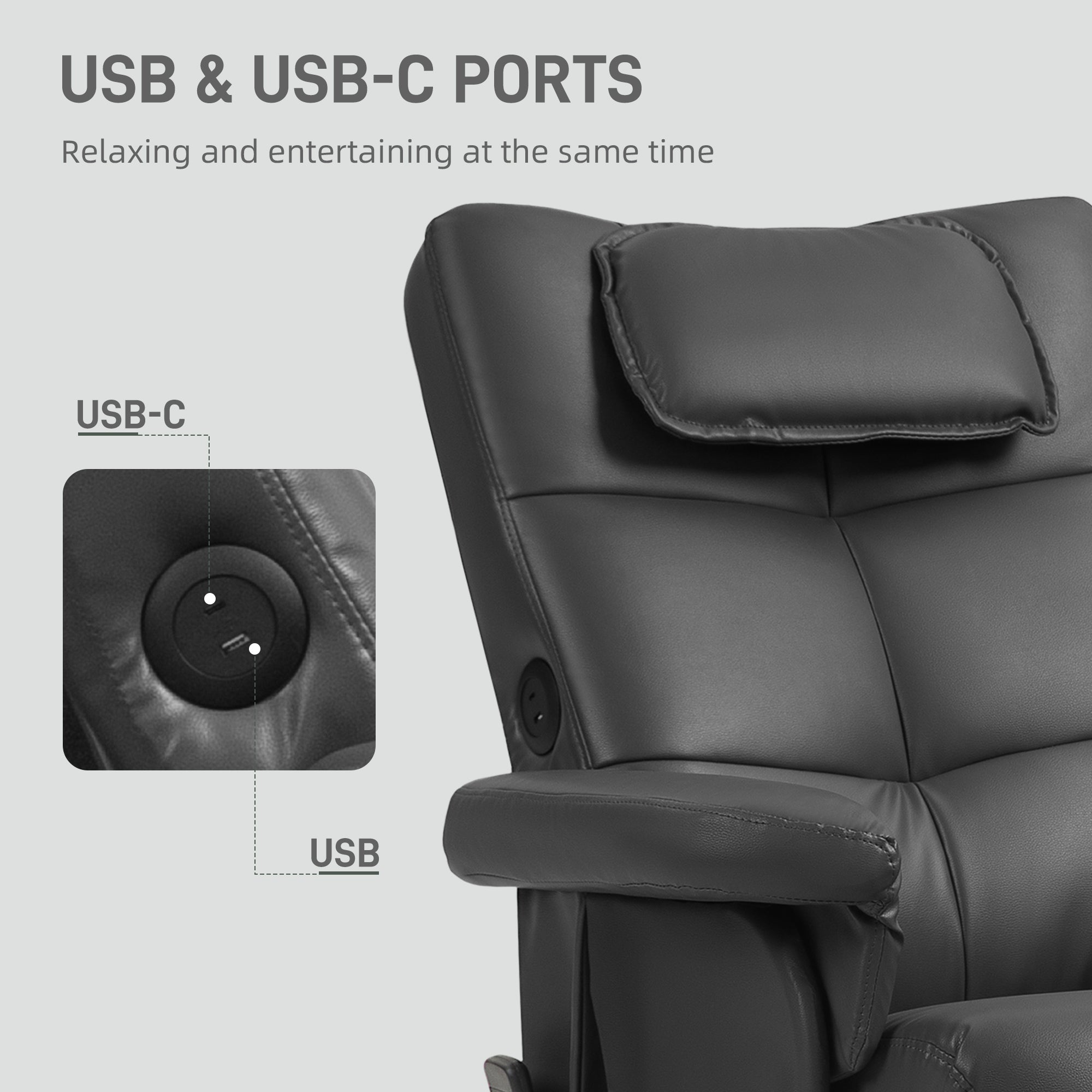 HOMCOM Faux Leather Massage Recliner Chair, with Storage Ottoman - Black - North Peak Garden Furniture