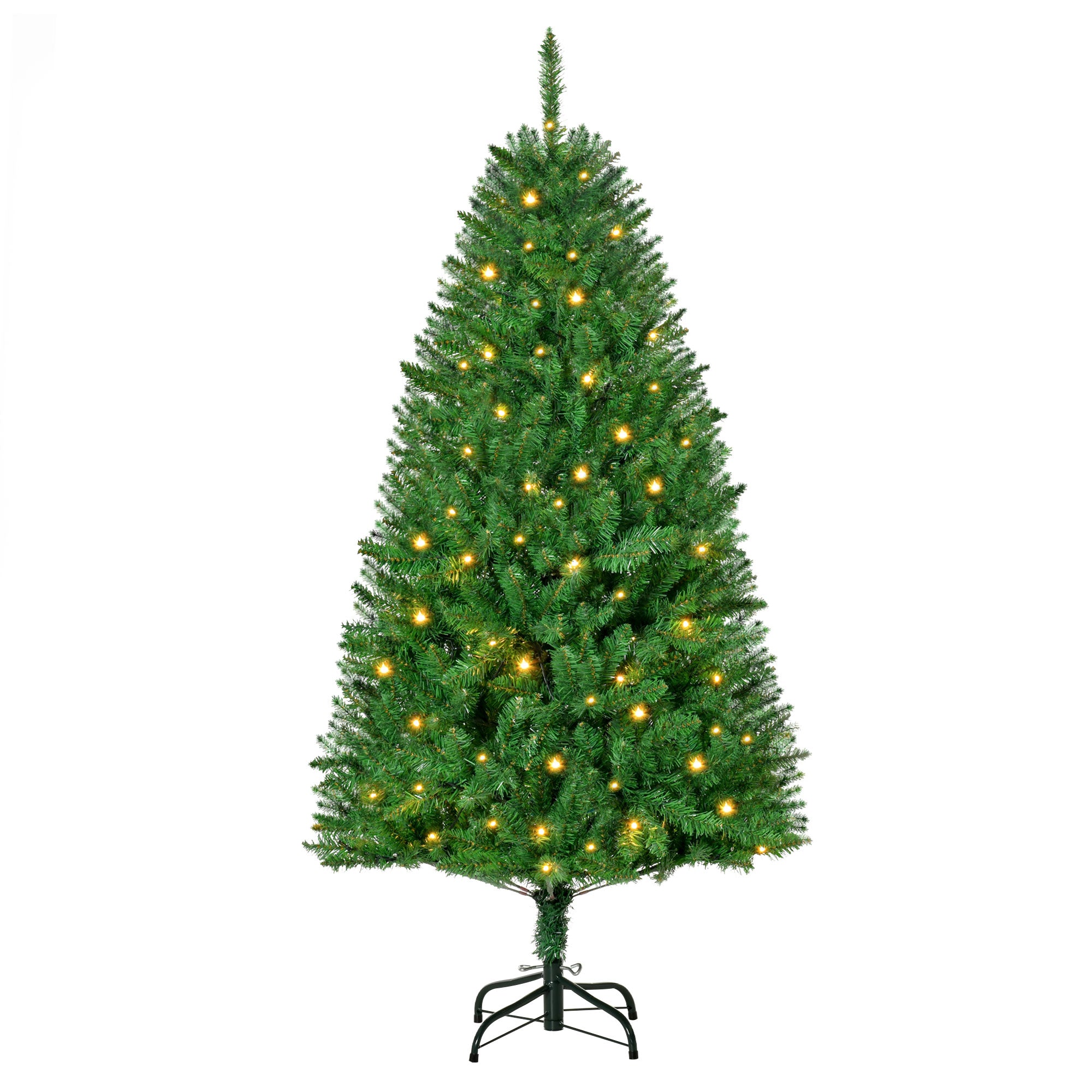 HOMCOM 5FT Christmas Tree Warm White LED Light Holiday Home Decoration, Green - North Peak Garden Furniture
