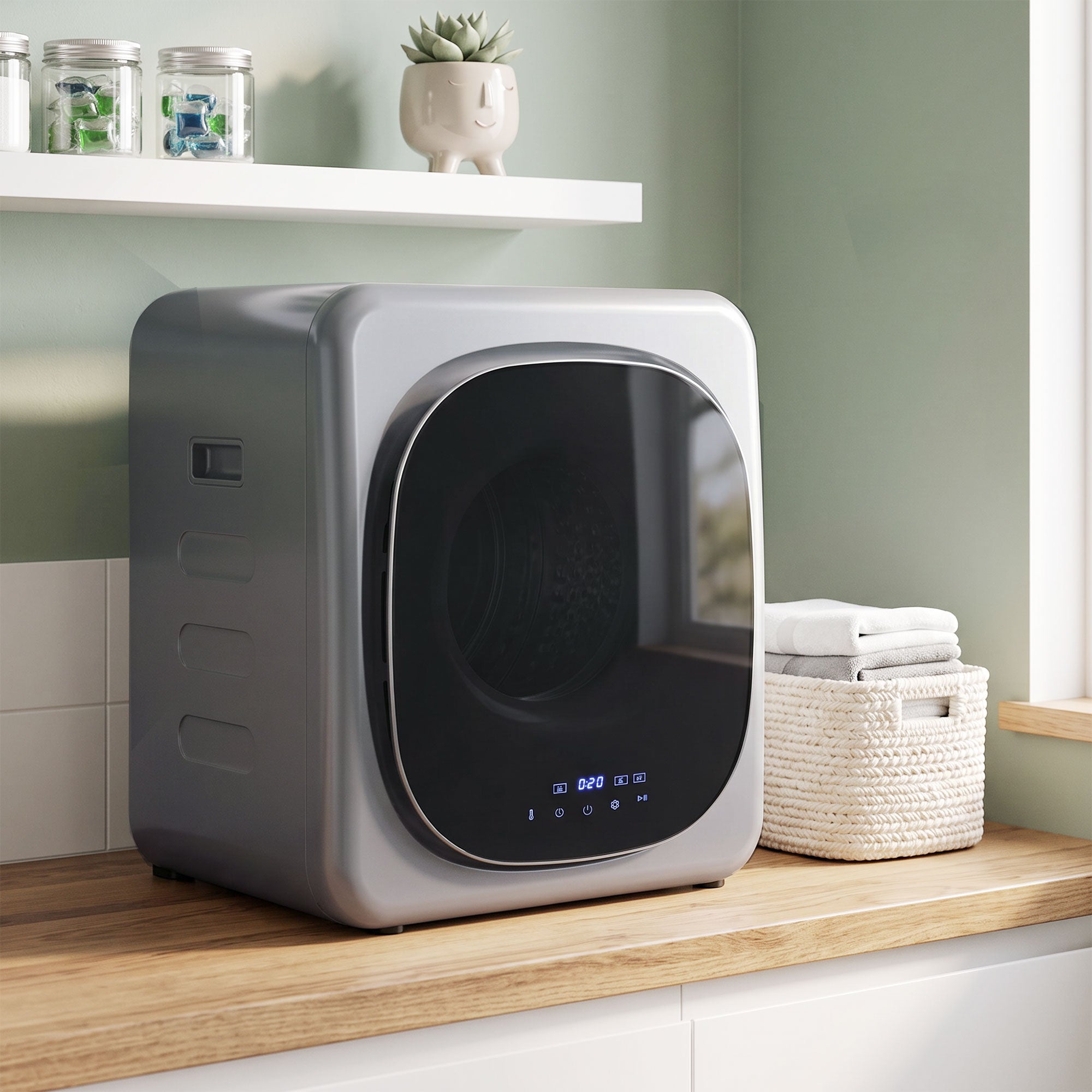 HOMCOM 2.5kg Vented Tumble Dryer with Smart Mode, 800W Compact Tumble Dryer with Stainless Steel Tub, Silver Tone