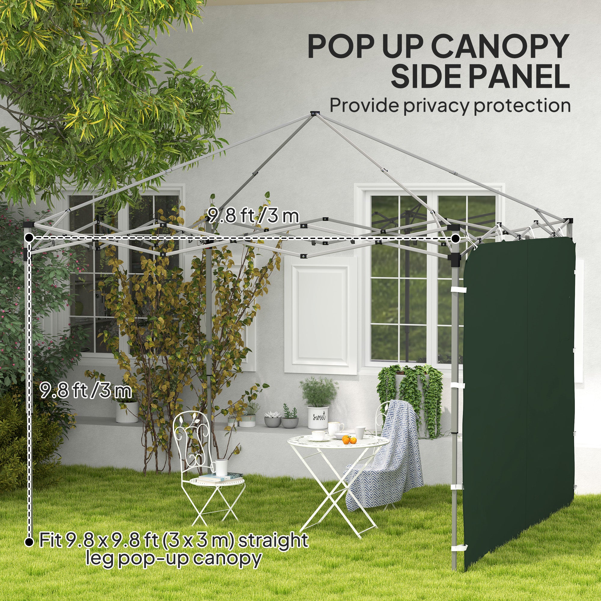 Outsunny 195 x 295cm Replacement Gazebo Sidewall - Green - North Peak Garden Furniture