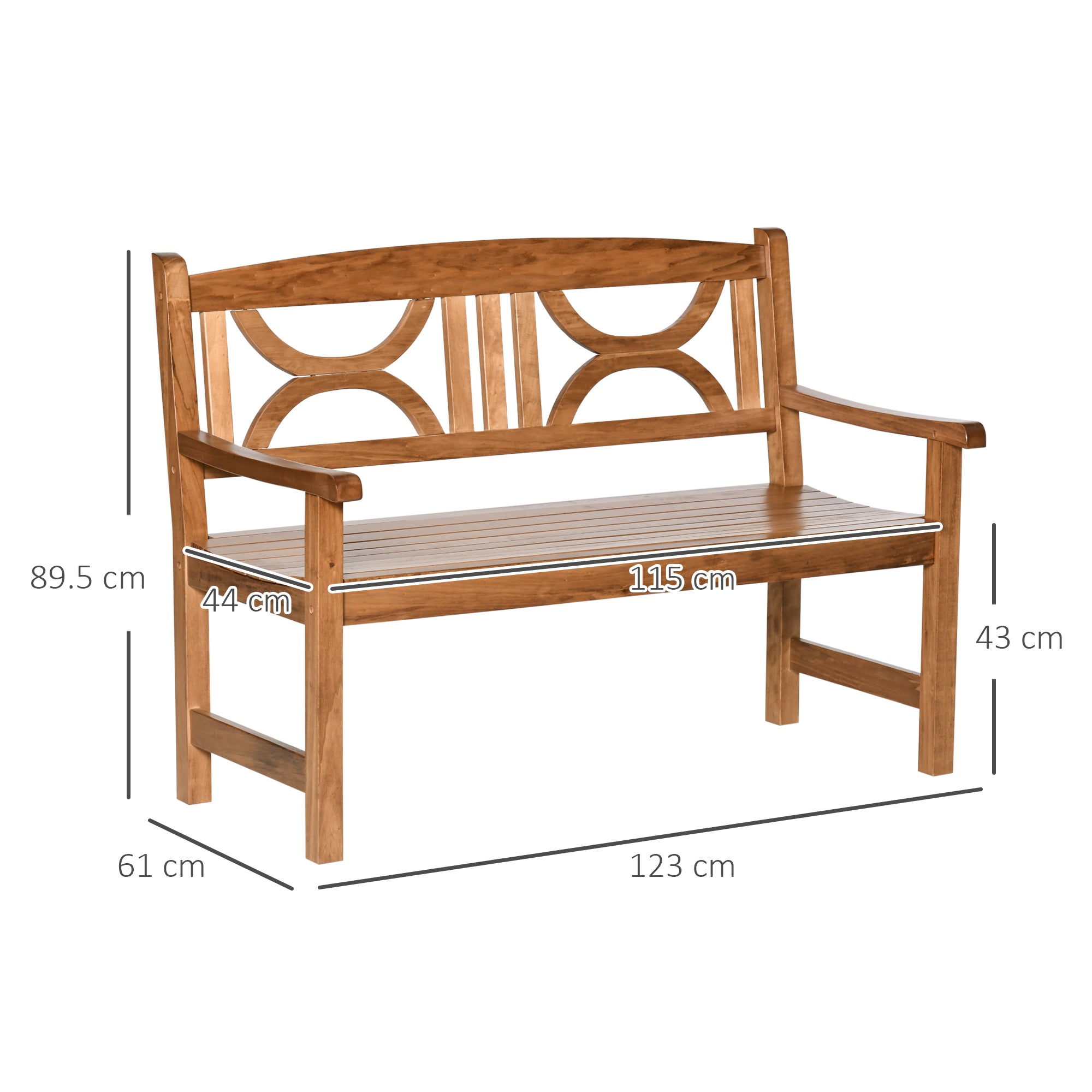 Outsunny 2-Seater Wooden Garden Bench Outdoor Patio Loveseat for Yard, Lawn, Porch, Natural - North Peak Garden Furniture
