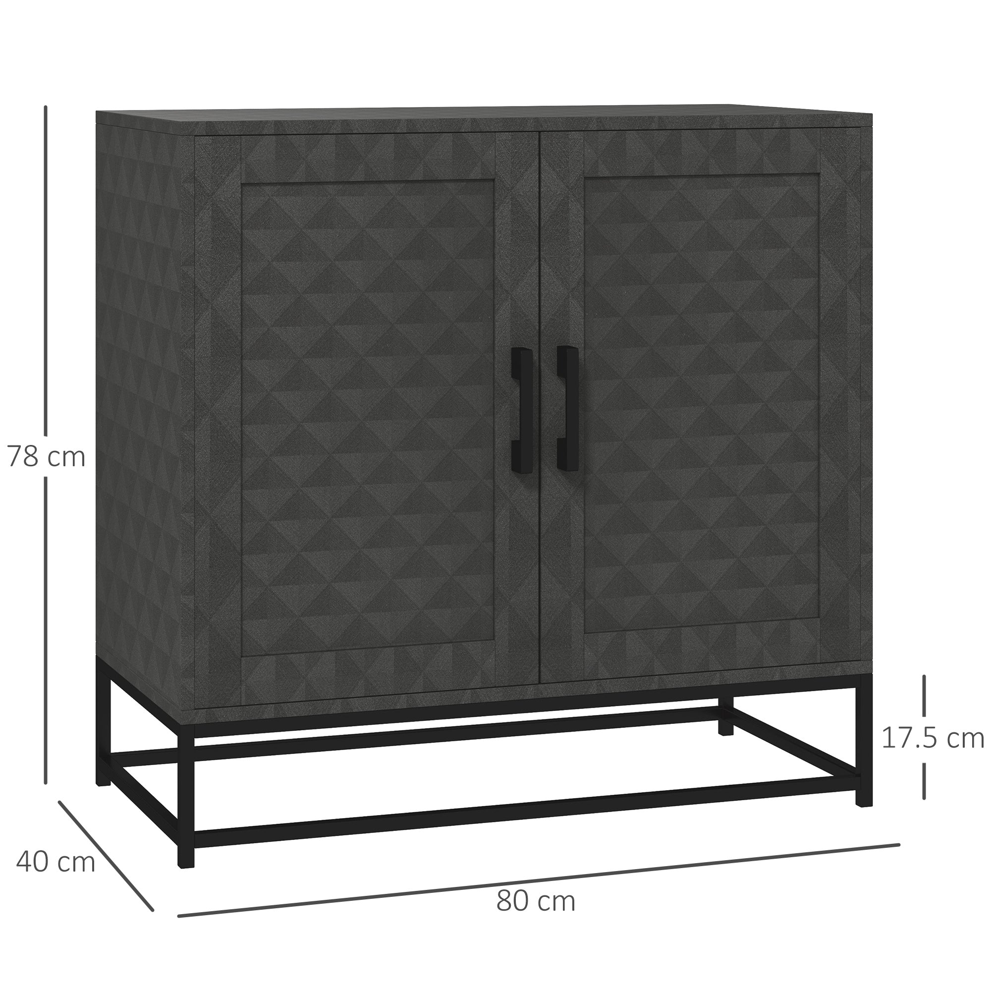 HOMCOM Modern Sideboard, Freestanding Sideboard Storage Cabinet with Adjustable Shelf and 2 Doors for Living Room, Grey - North Peak Garden Furniture