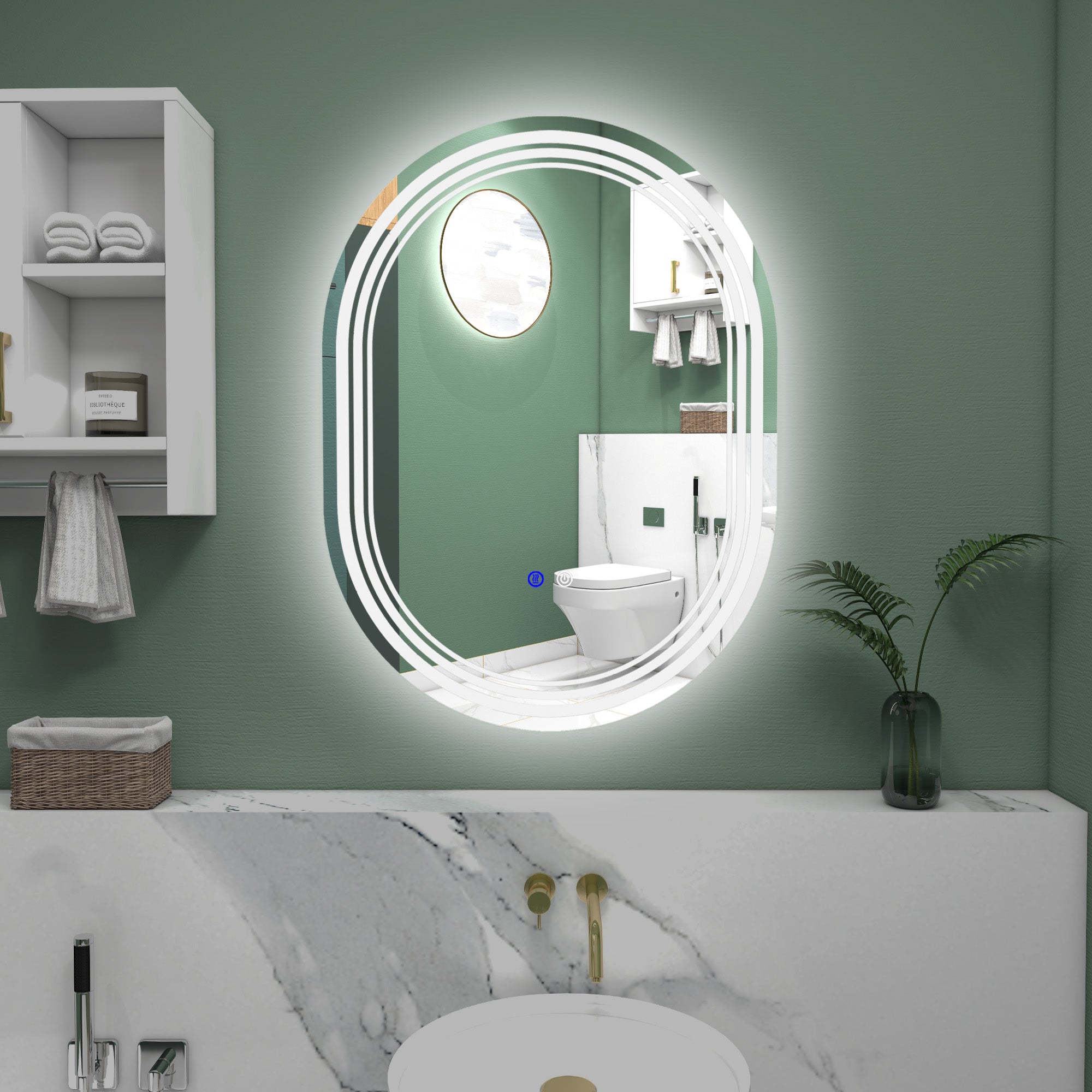 kleankin 700 x 500mm Bathroom Mirror with LED Lights Makeup Mirror with Anti-fog Touch, Switch, Vertical or Horizontal - North Peak Garden Furniture
