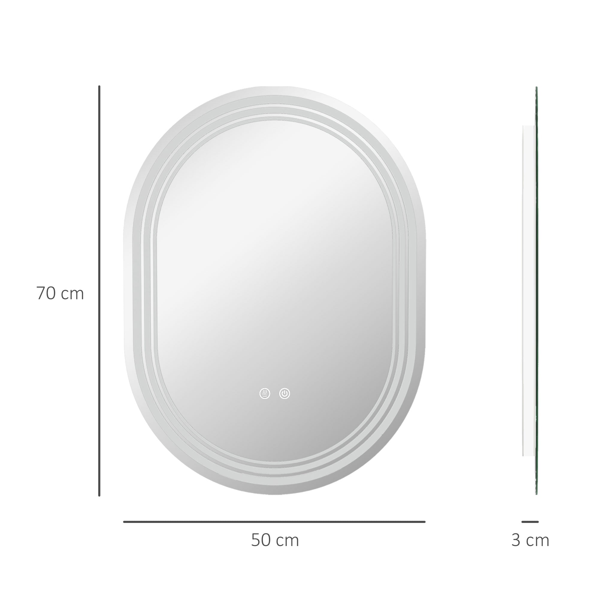kleankin 700 x 500mm Bathroom Mirror with LED Lights Makeup Mirror with Anti-fog Touch, Switch, Vertical or Horizontal - North Peak Garden Furniture