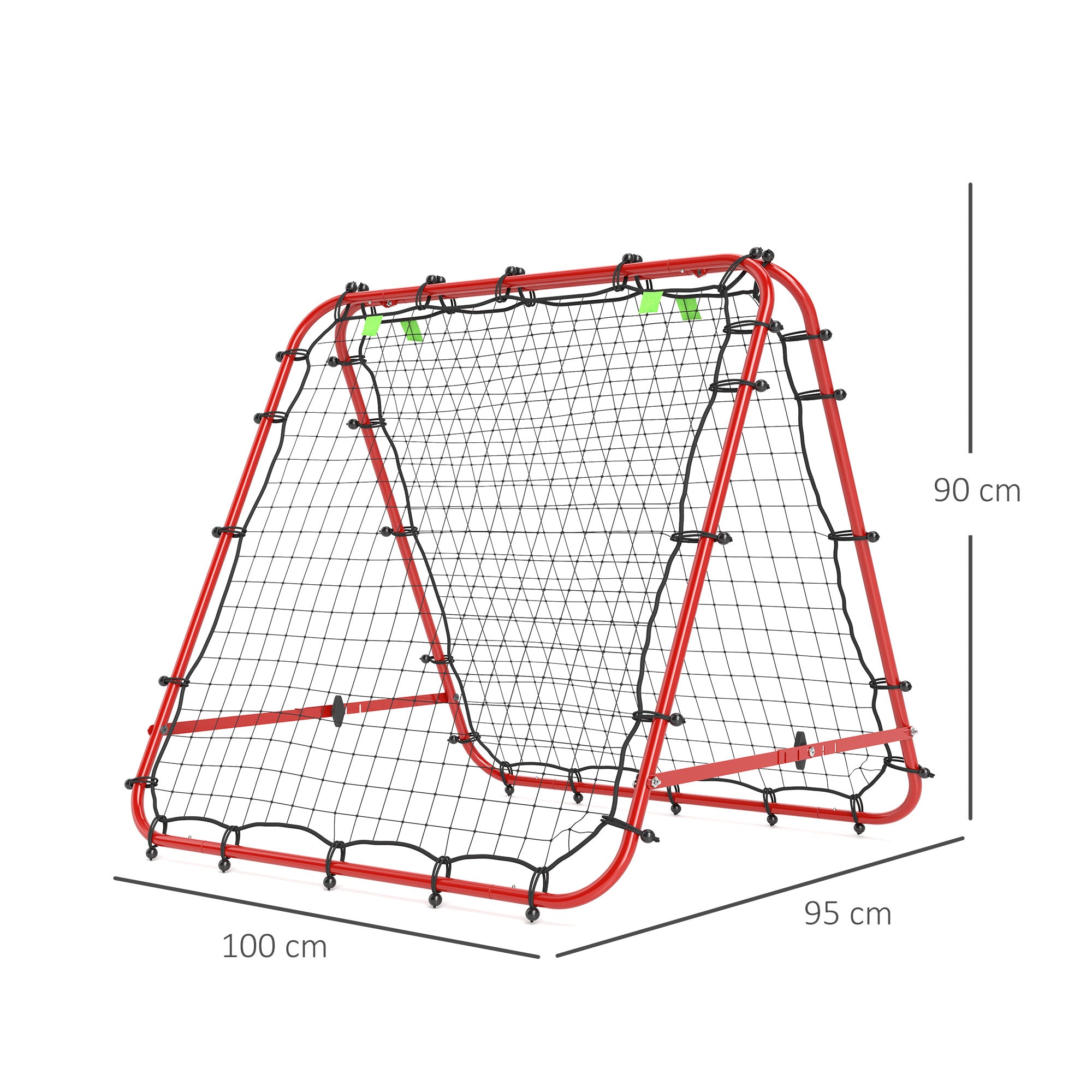 HOMCOM Double Sided Football Rebounder Net, Football Rebound Goal with 5 Adjustable Angles, Red - North Peak Garden Furniture