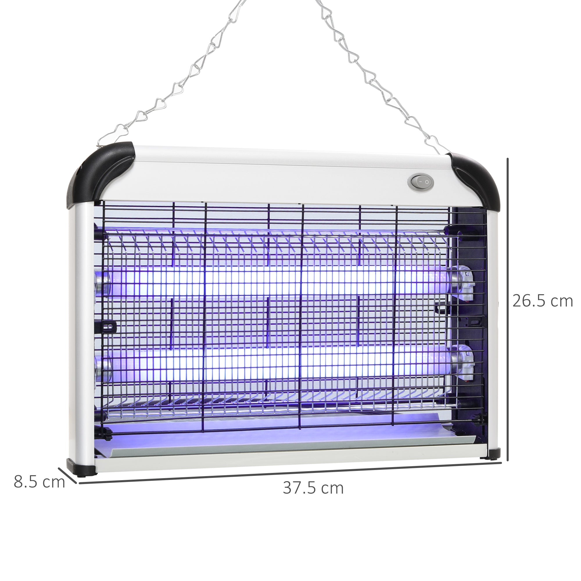 Outsunny Free Standing Wall Hanging 20W Electric Fly Mosquito Killer Electric Fly Zapper, Bug Zapper, Insect Killer, Silver - North Peak Garden Furniture