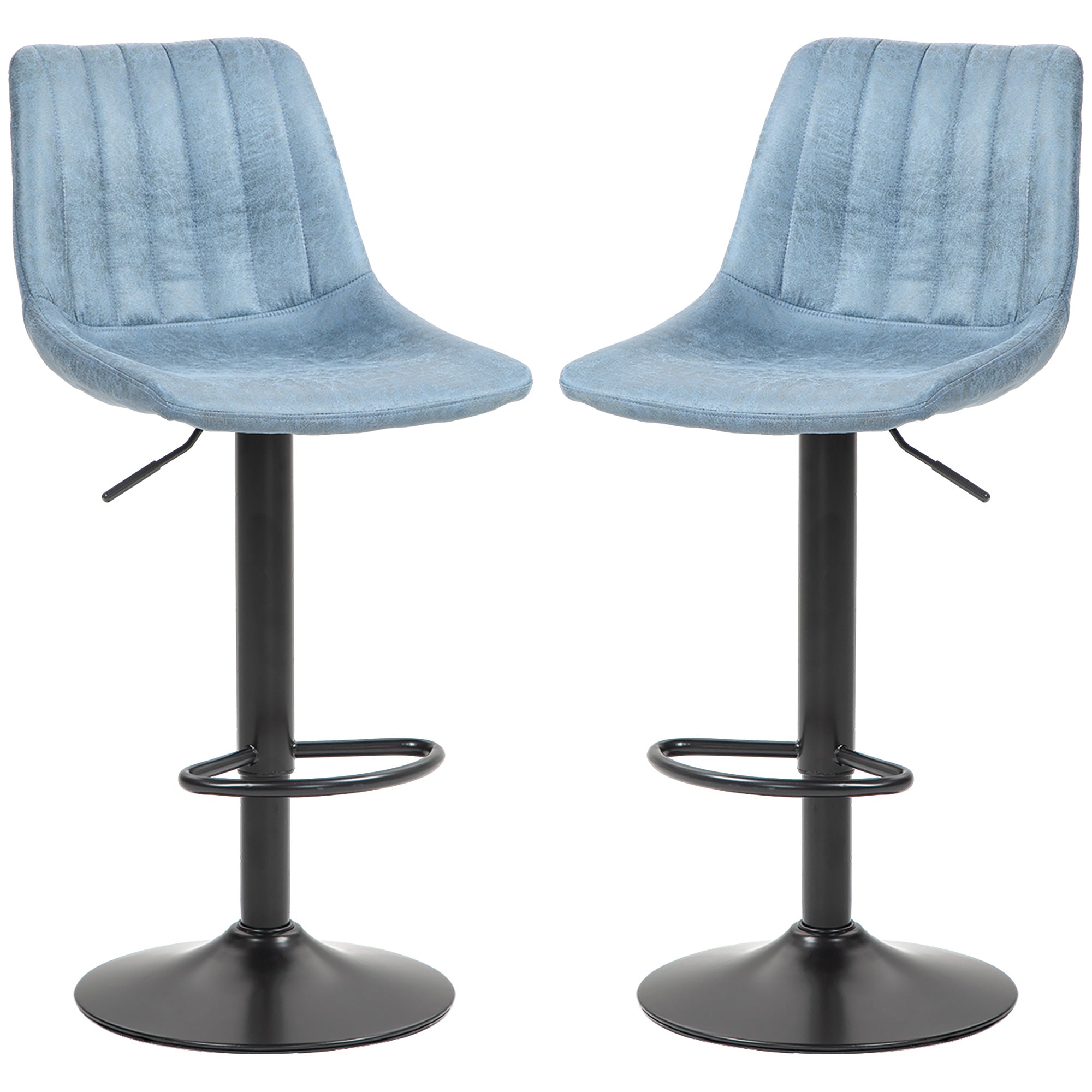 HOMCOM Set of Two Retro Tub Bar Stools - Blue