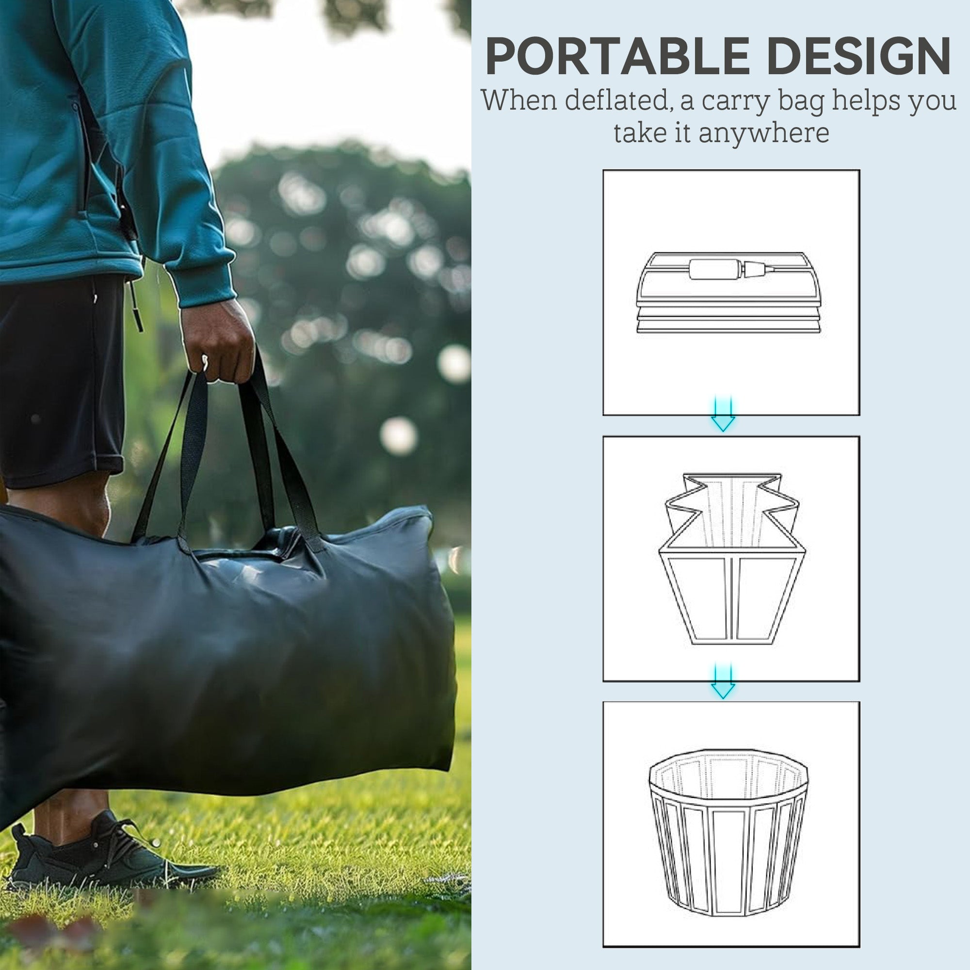 SPORTNOW Ice Bath Tub Outdoor, 300L Portable Cold Water Therapy Tub, Recovery Cold Plunge Pool with Lid, Cover and Carry Bag for Athletes, Black - North Peak Garden Furniture