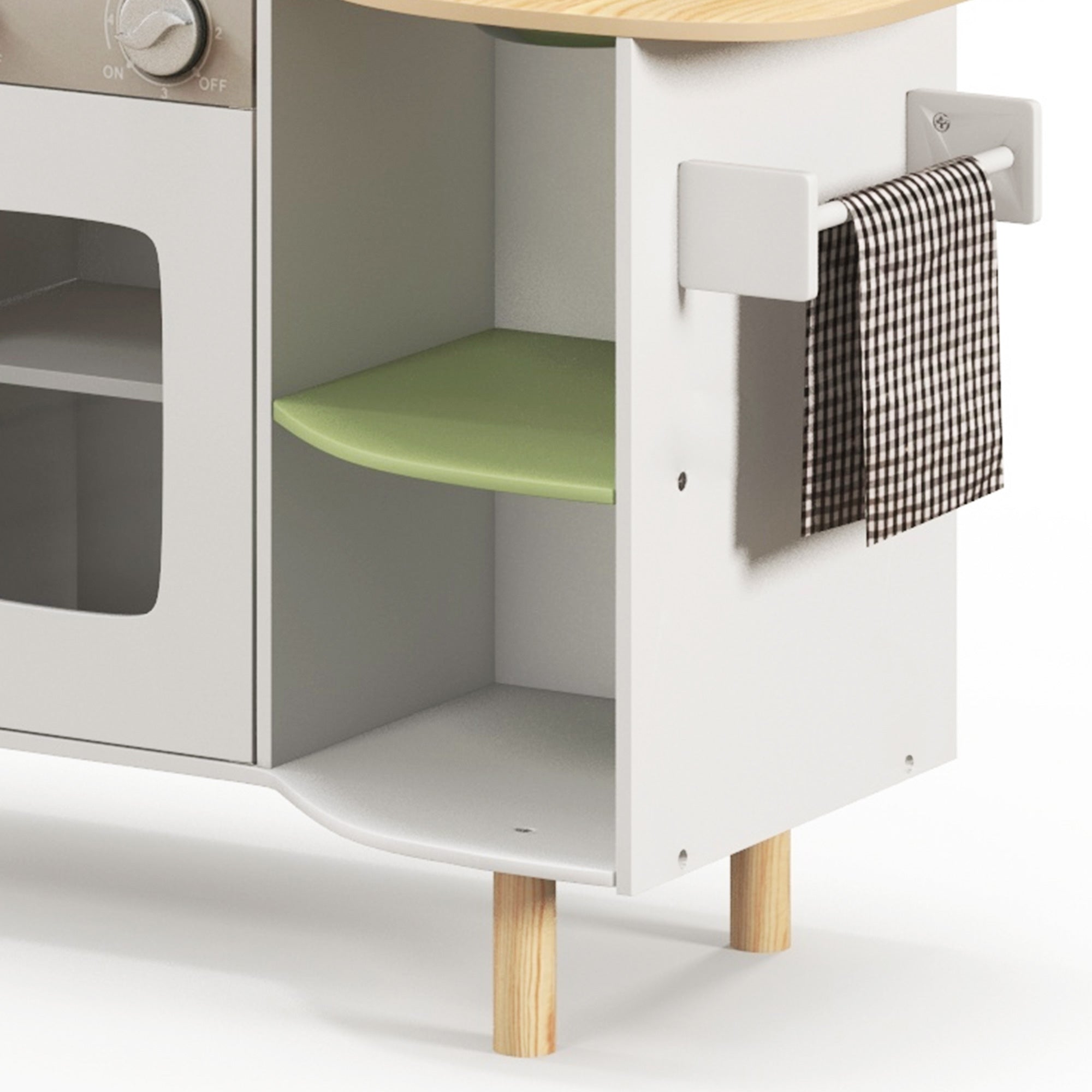 AIYAPLAY Toy Kitchen, Kids Play Kitchen, Role Playing Game with Phone, Ice Maker, Stove, Utensils, for 3-6 Years, White - North Peak Garden Furniture
