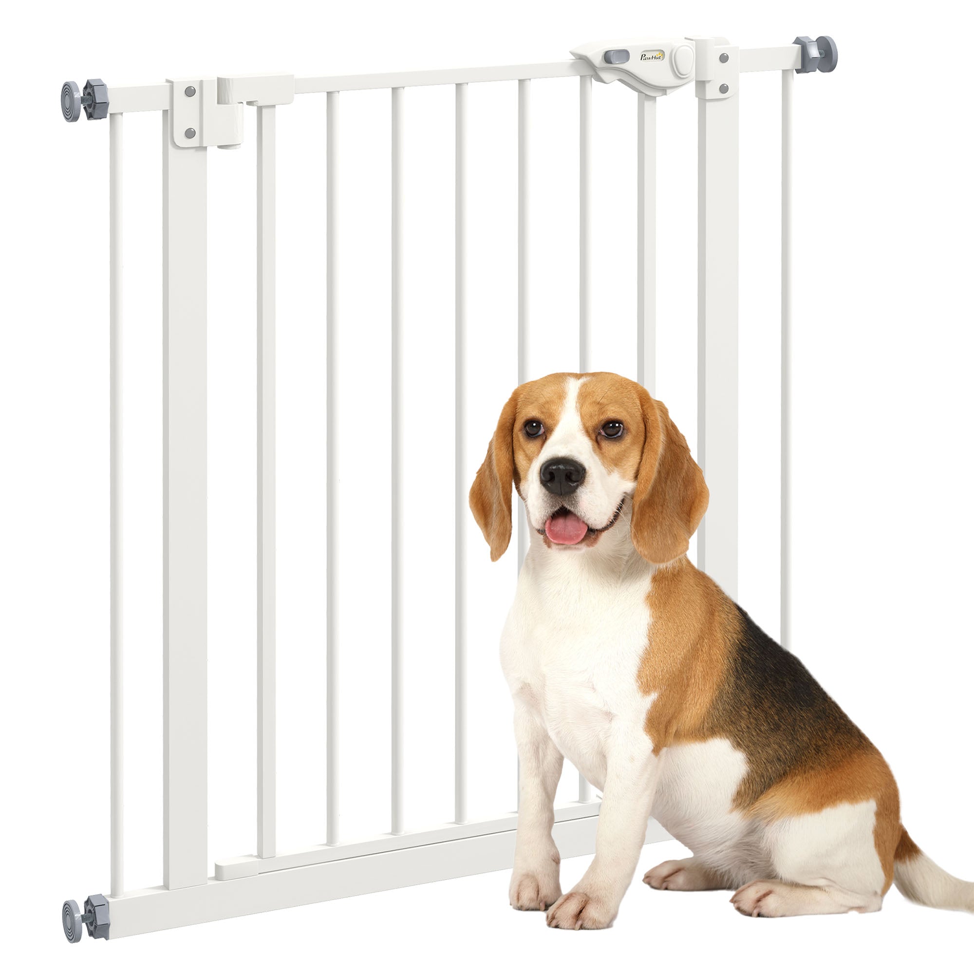 PawHut Metal 74-80cm Wide Adjustable Dog Gate White - North Peak Garden Furniture