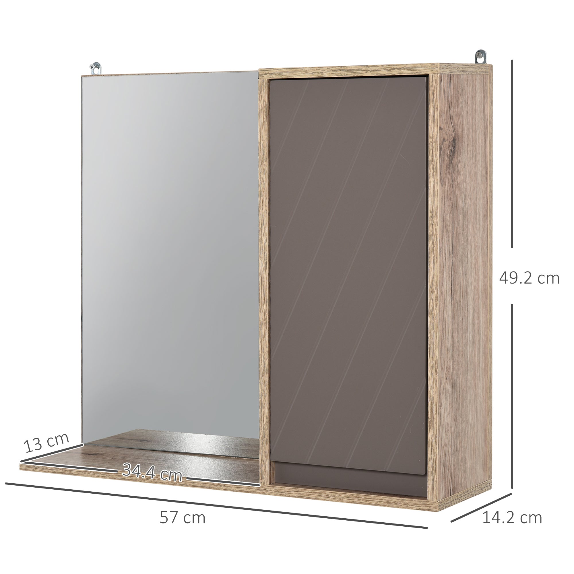 HOMCOM Bathroom Mirror Cabinet, Wall-Mounted Bathroom Cabinet with Mirror and Adjustable Inner Shelf, 57L x 14.2W x49.2H cm - North Peak Garden Furniture