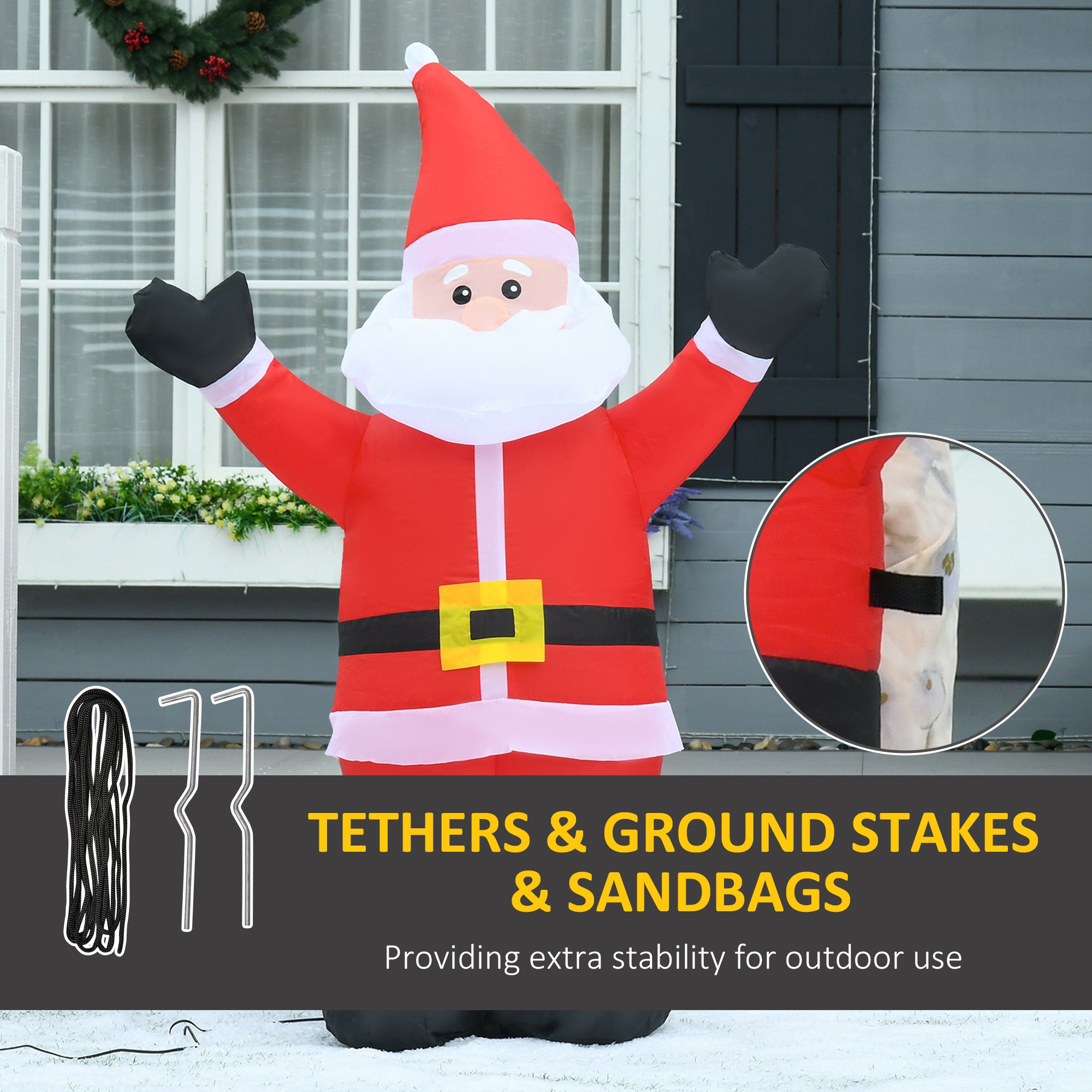 HOMCOM 4ft Inflatable Christmas Santa Claus Xmas Decoration 1 LED Holiday Air Blown Yard Outdoor Décor - North Peak Garden Furniture