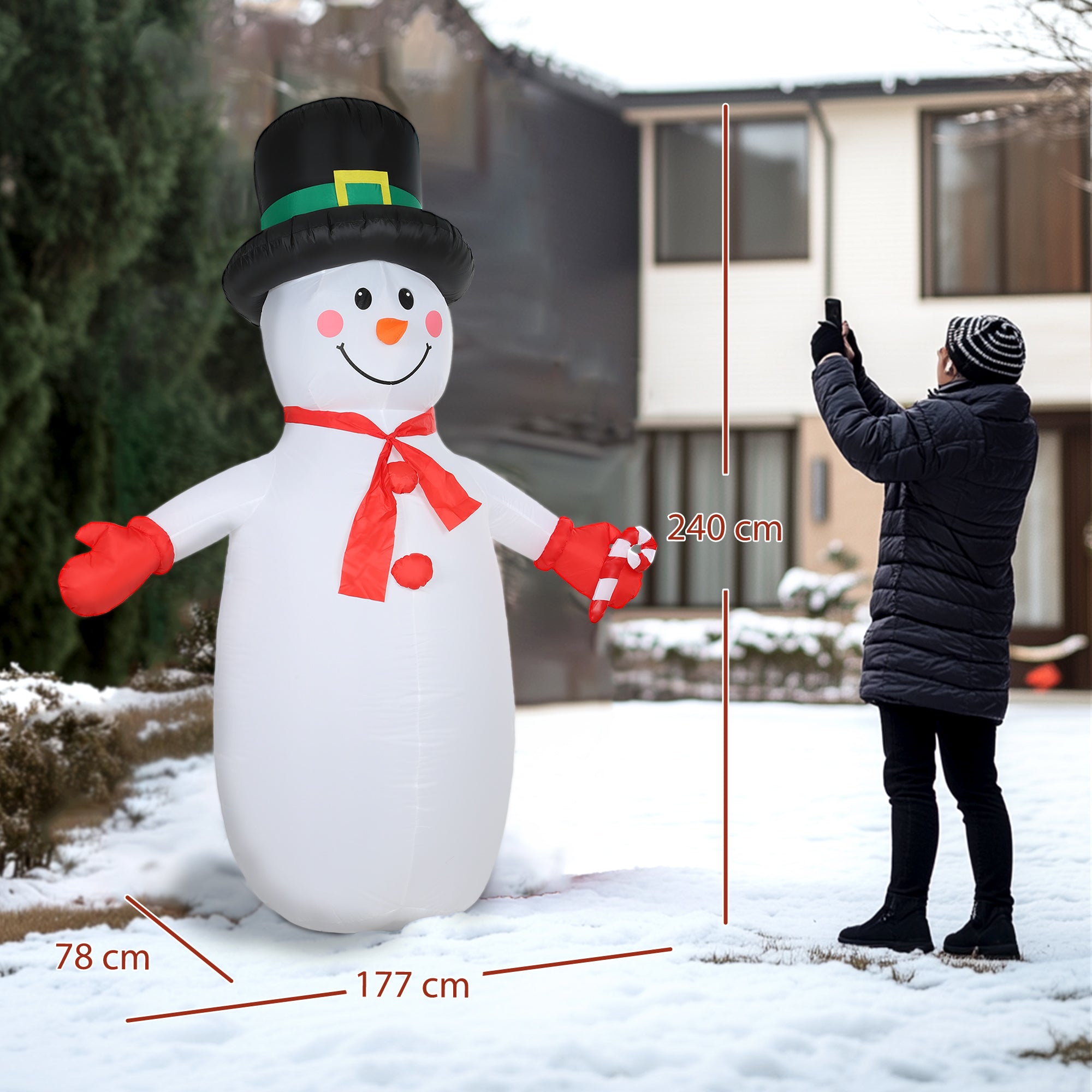 Outsunny 8FT Christmas Inflatable Outdoor Decoration with Dynamic Disco & LED Lights, Self-Inflating Christmas Blow Up Snowman for Garden, Indoor Outdoor Home Decor