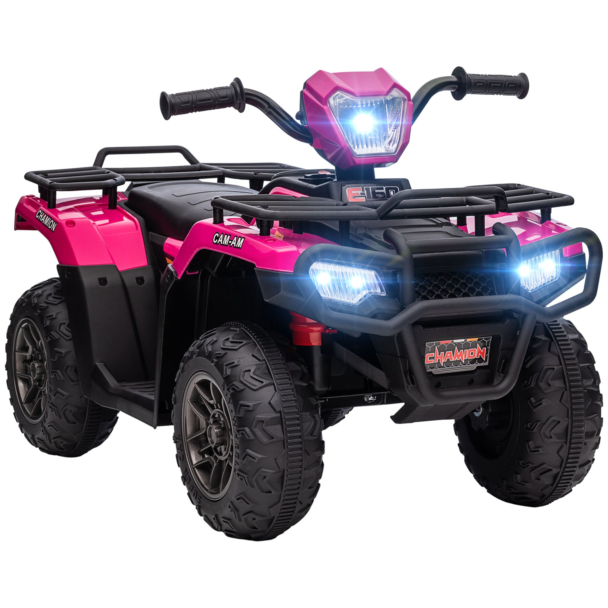 HOMCOM 12V Kids Quad Bike with Forward, Reverse Functions, Ride-On ATV w/ Music, LED, Headlights, for Ages 3-5 Years - Pink - North Peak Garden Furniture